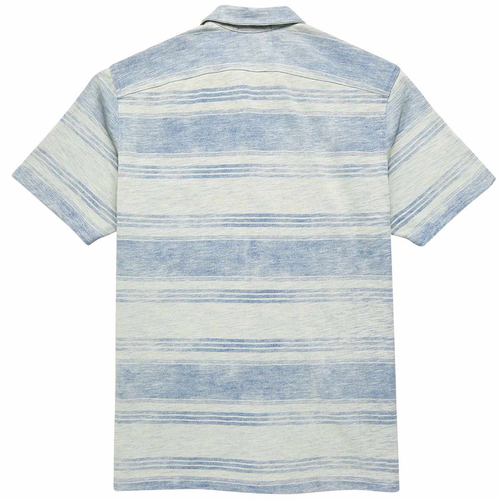 RRL by Ralph Lauren Striped Jersey Camp Shirt - Indigo/Cream