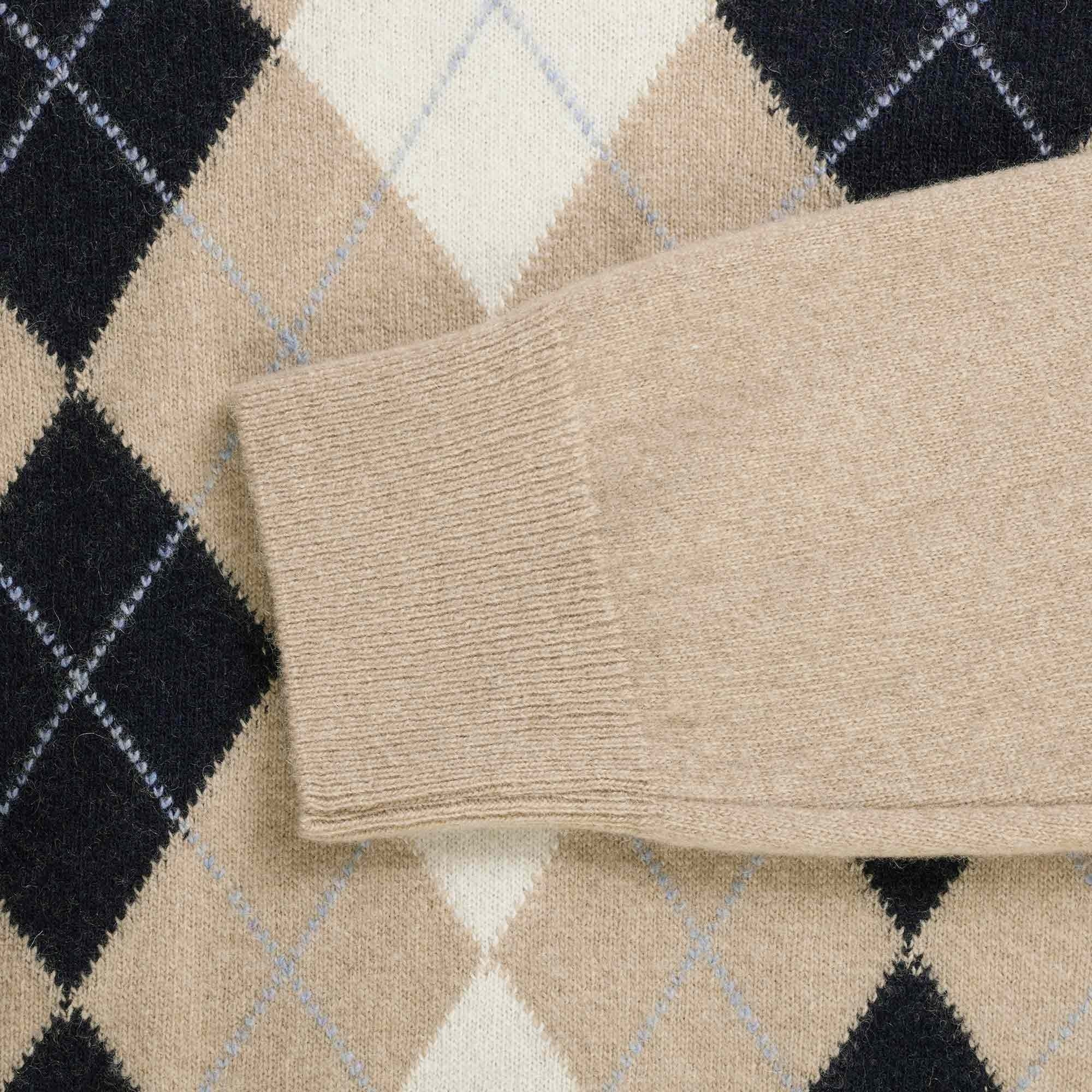 Pringle of Scotland V Neck Argyle Jumper - Camel and Navy