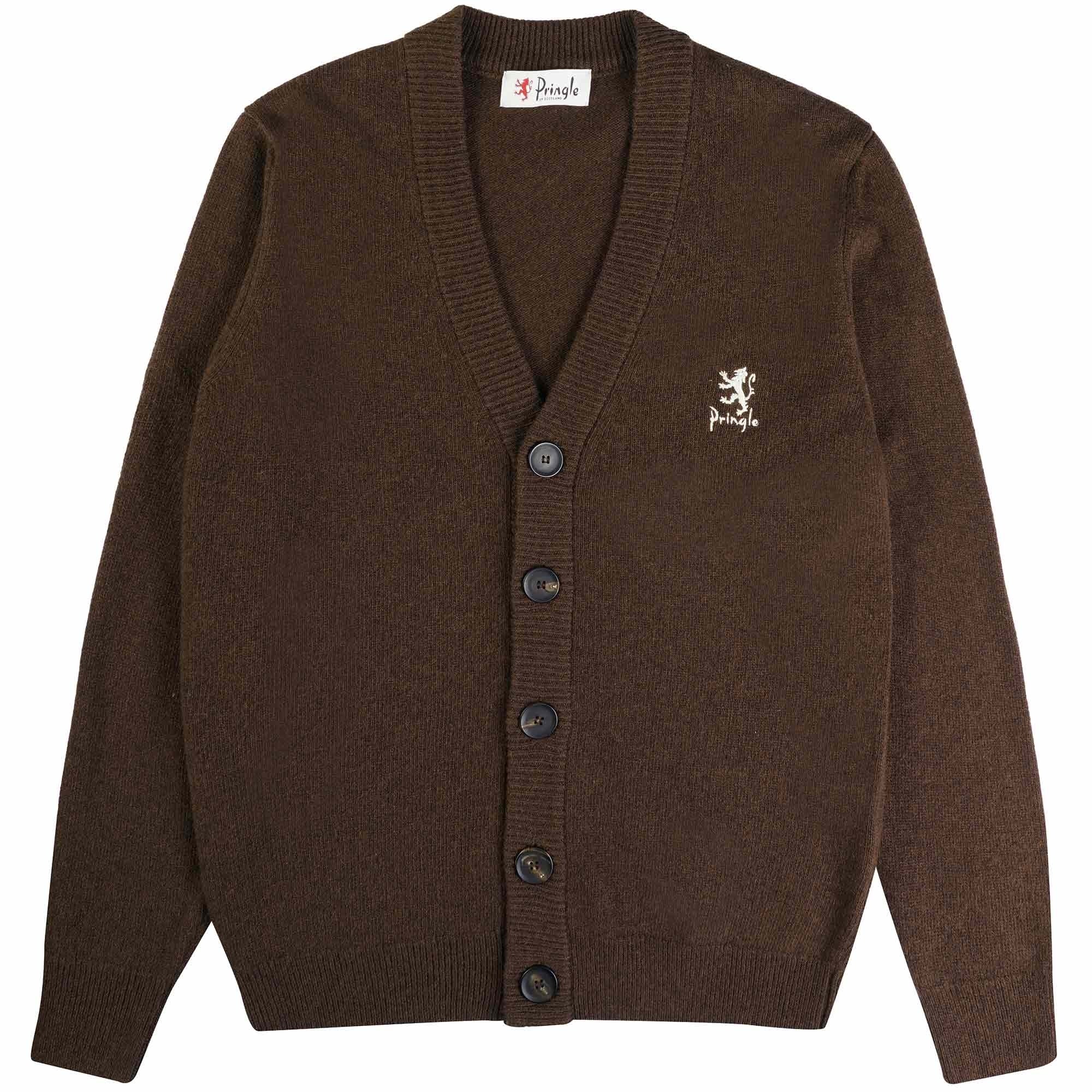 Pringle of Scotland V Neck Cardigan - Dark Brown