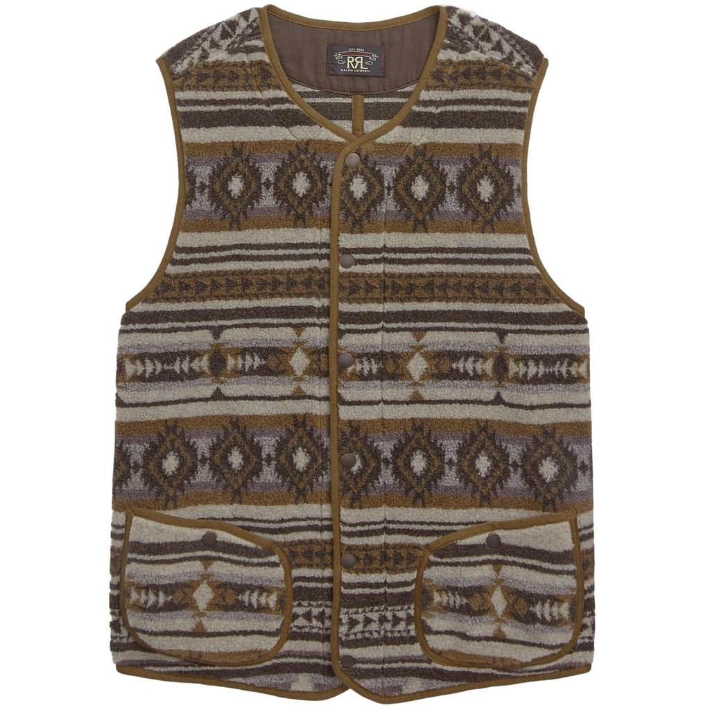 RRL by Ralph Lauren Jacquard Pile Fleece Gilet - Brown