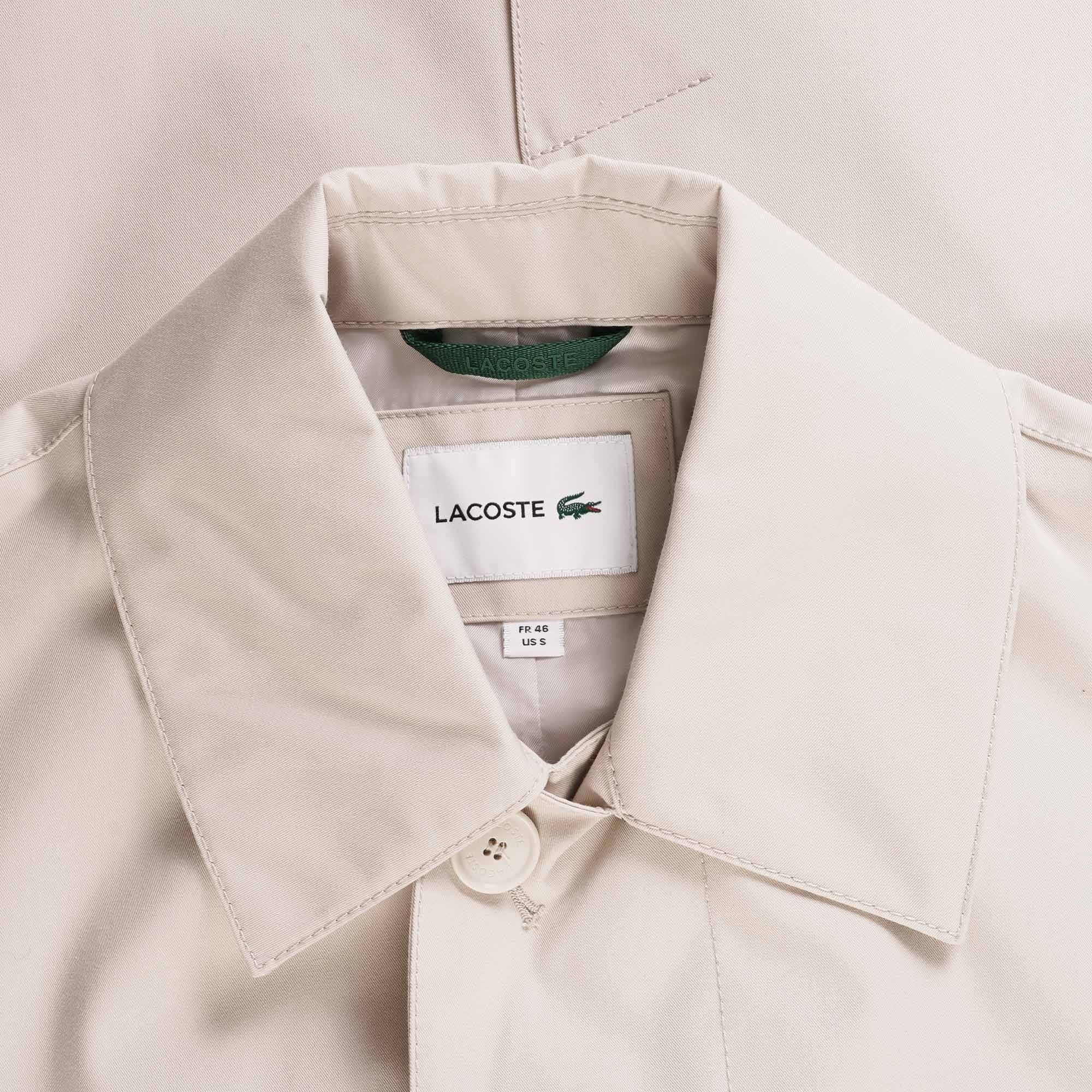 Lacoste Lightweight Showerproof Cotton Twill Trench Coat - Gris