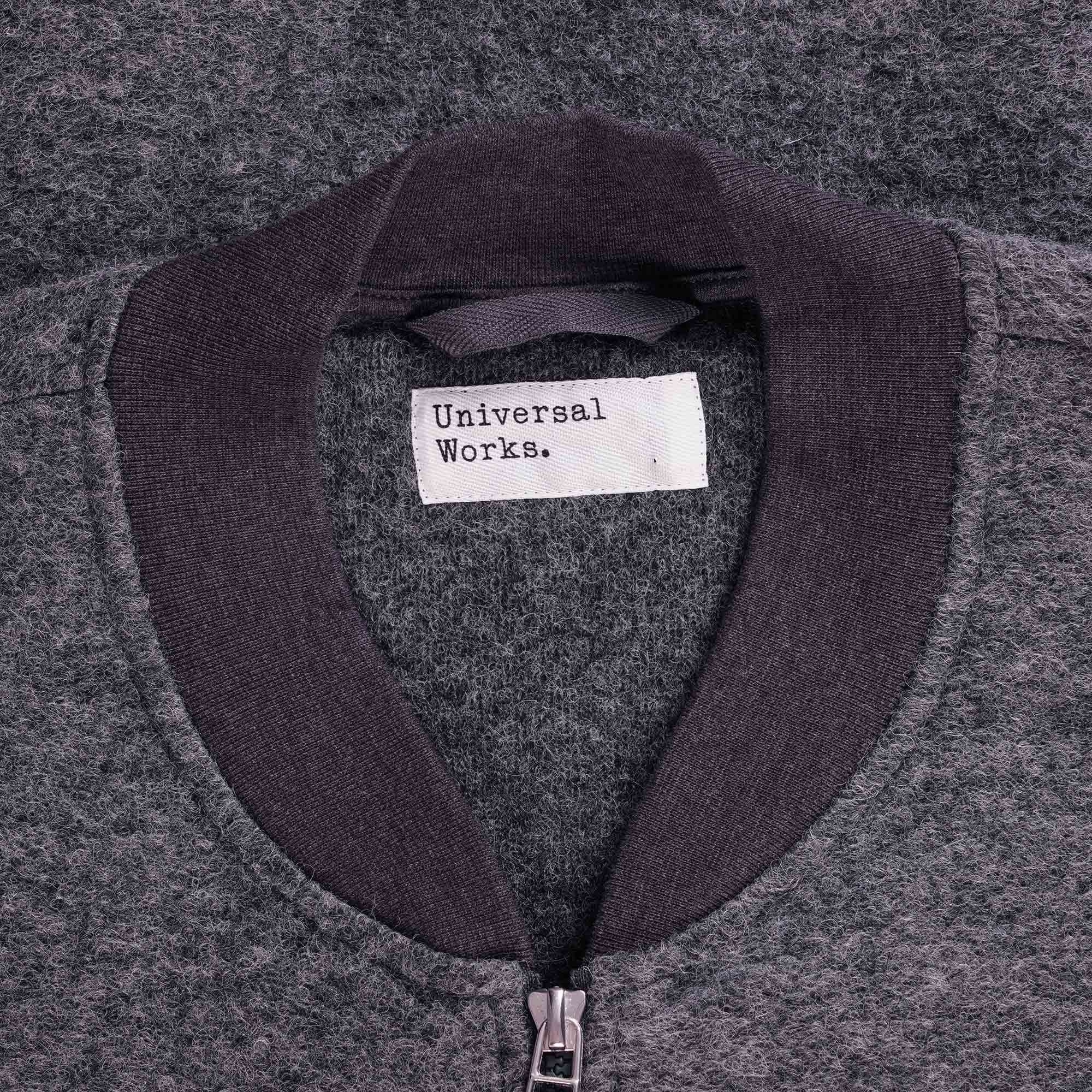 Universal Works Wool Fleece Zip Bomber Jacket - Grey
