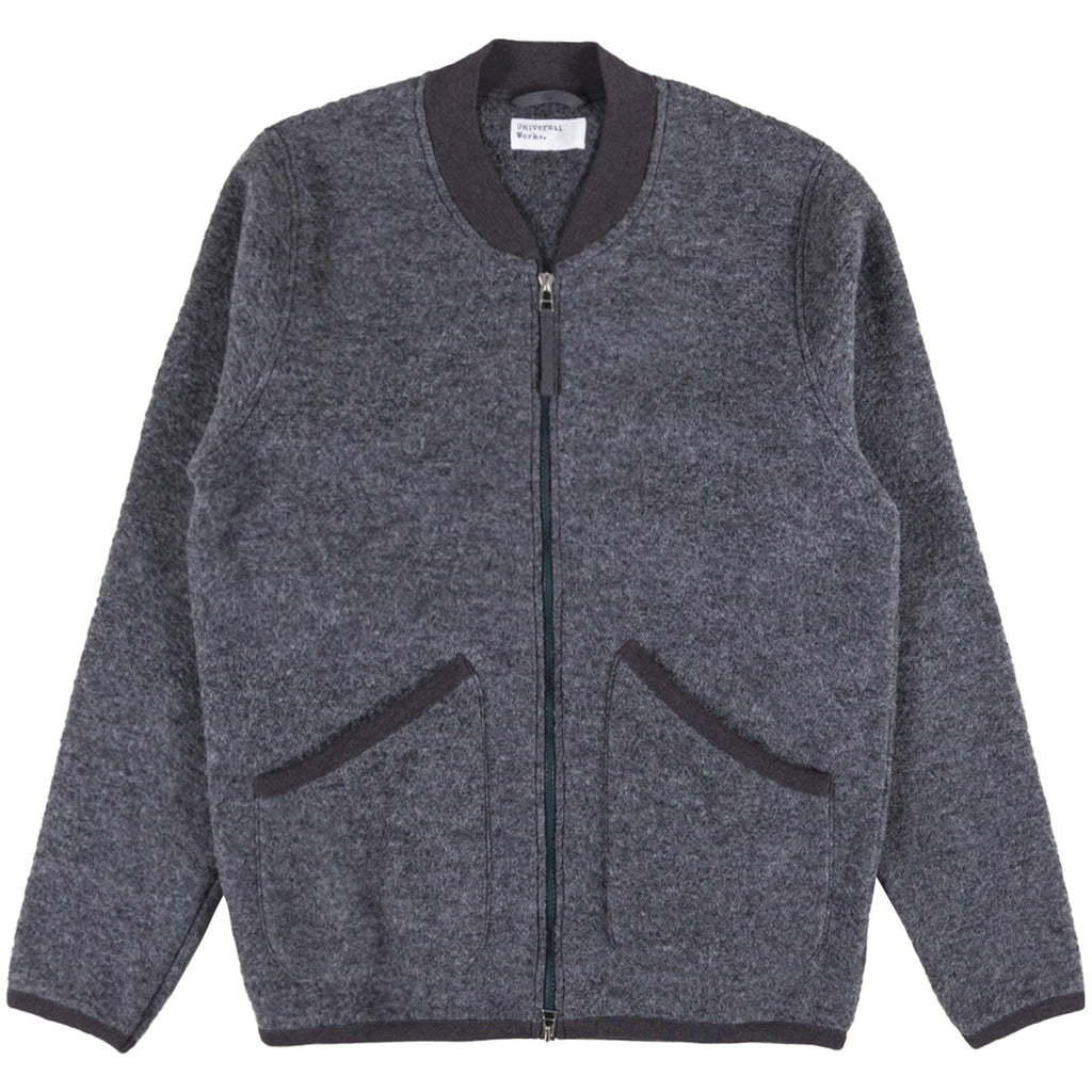 Universal Works Wool Fleece Zip Bomber Jacket - Grey