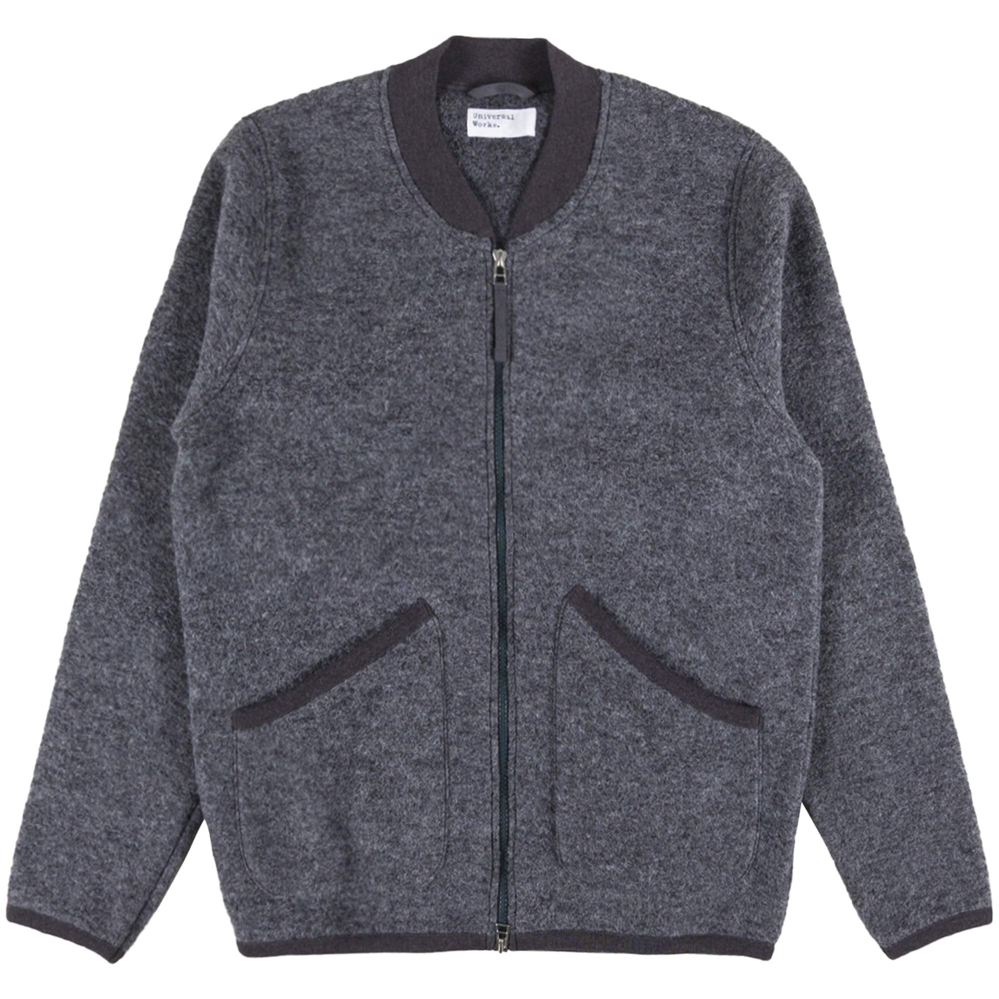 Universal Works Wool Fleece Zip Bomber Jacket - Grey