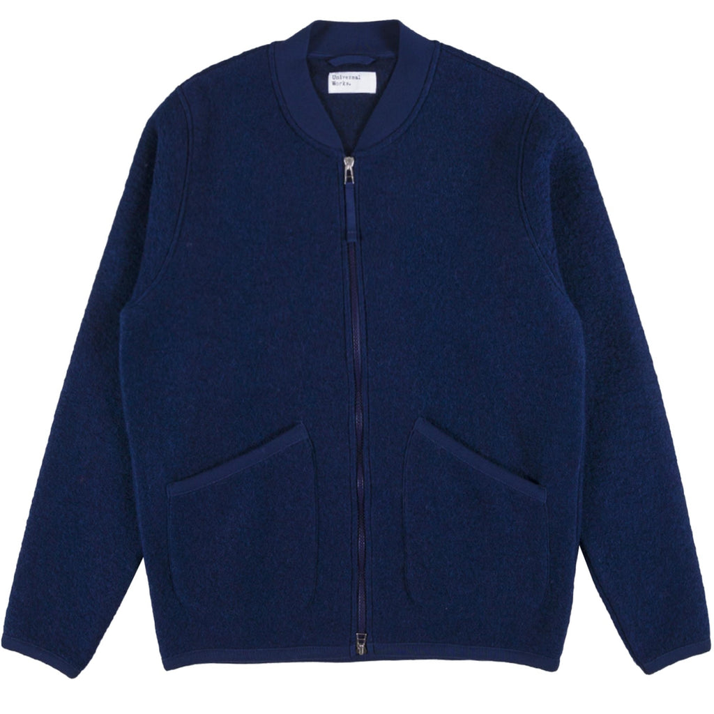 Universal Works Wool Fleece Zip Bomber Jacket - Indigo