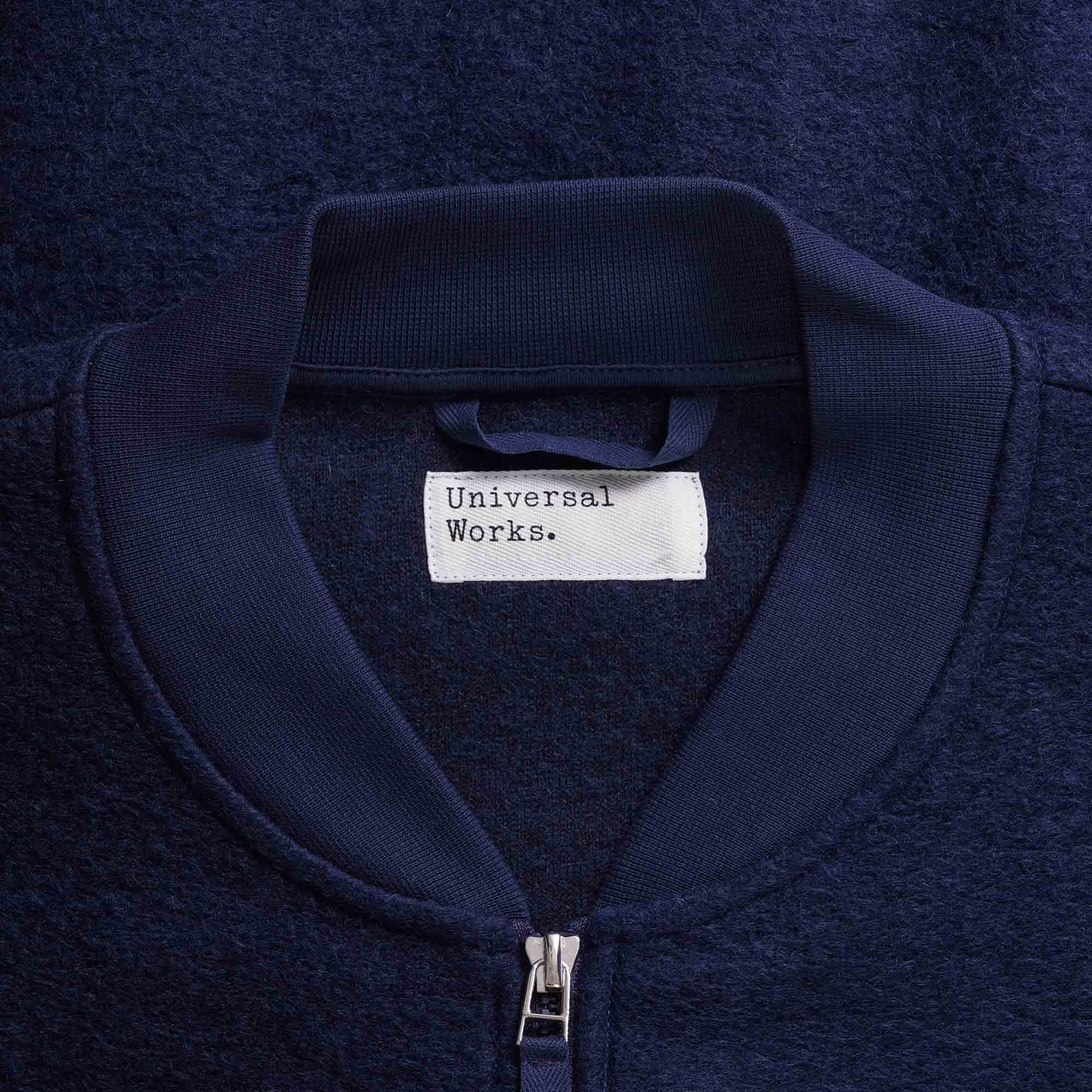 Universal Works Wool Fleece Zip Bomber Jacket - Indigo