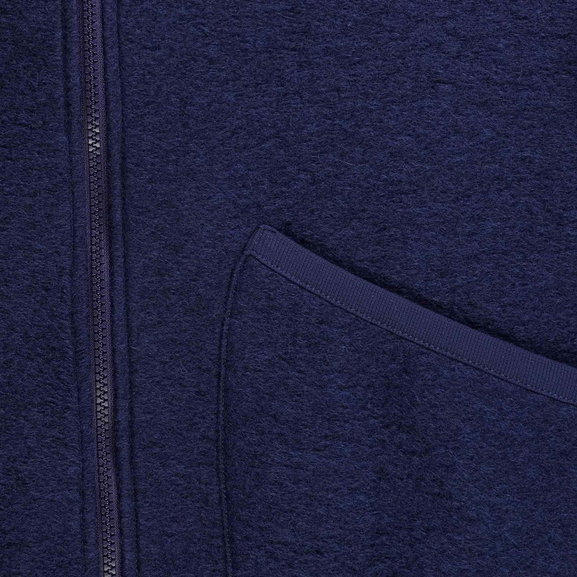 Universal Works Wool Fleece Zip Bomber Jacket - Indigo