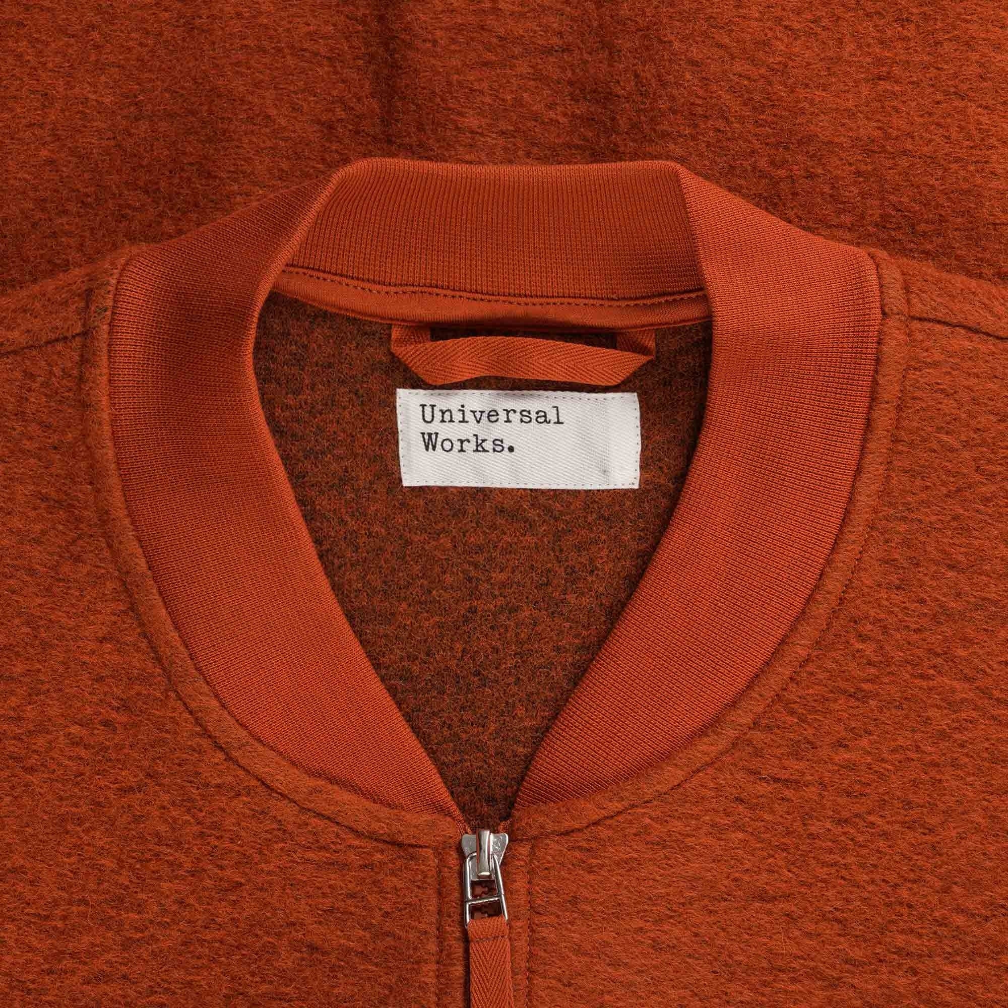 Wool Fleece Zip Bomber Jacket - Orange