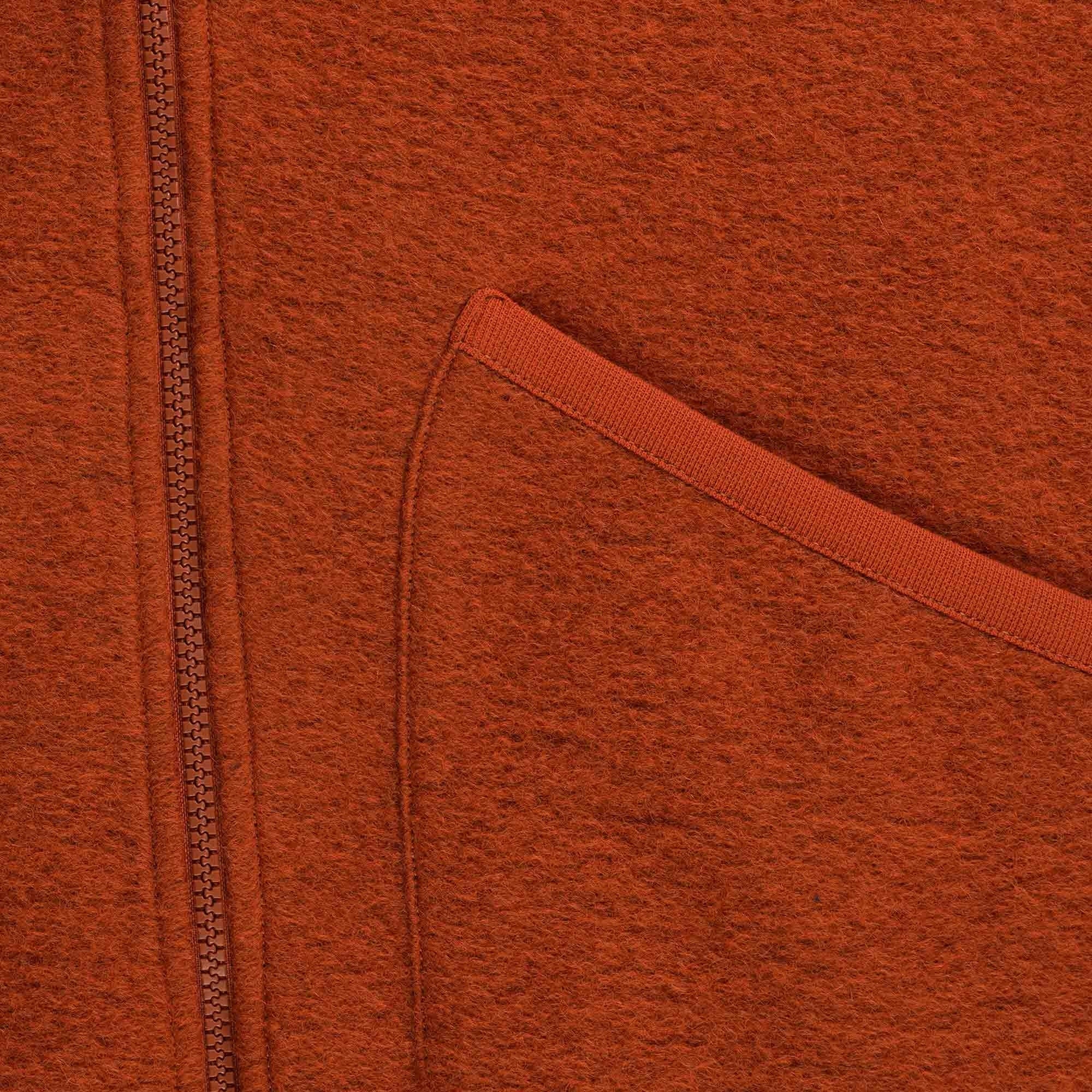 Wool Fleece Zip Bomber Jacket - Orange