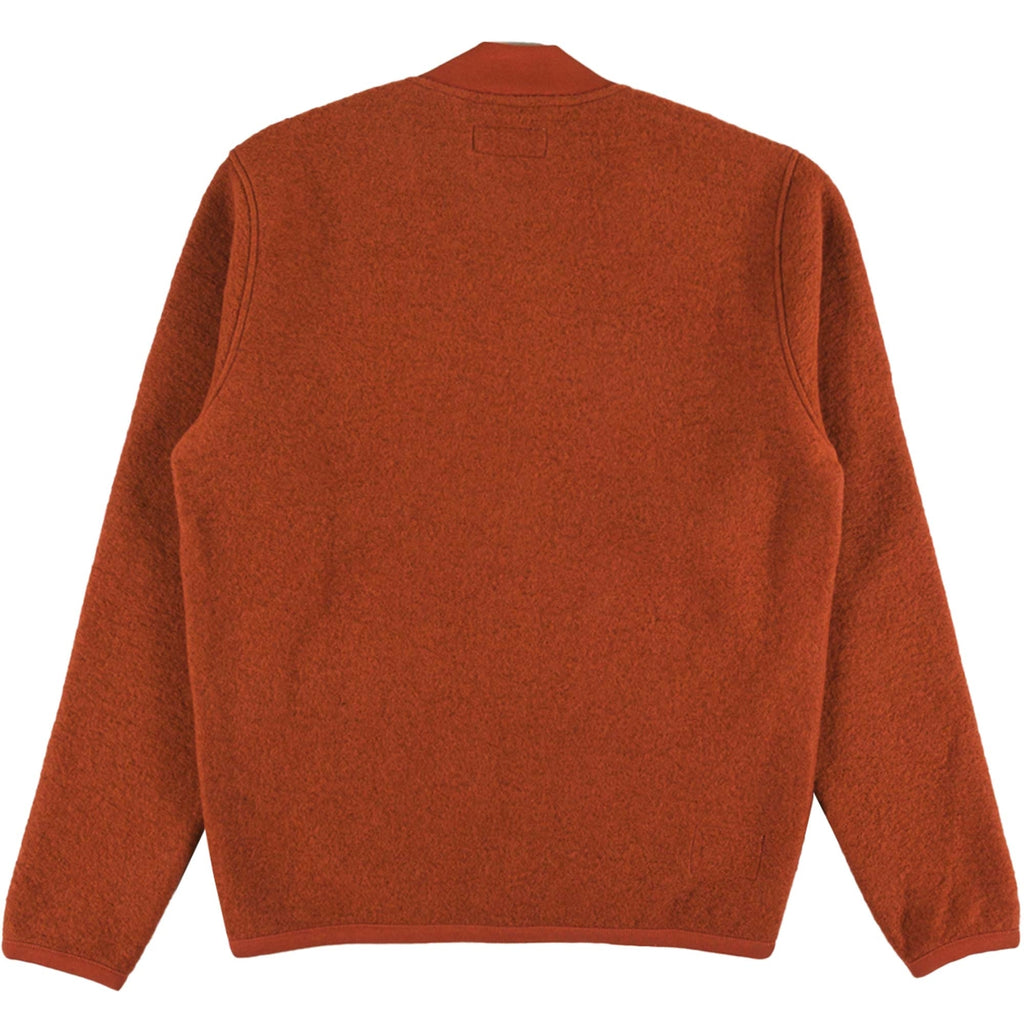 Wool Fleece Zip Bomber Jacket - Orange