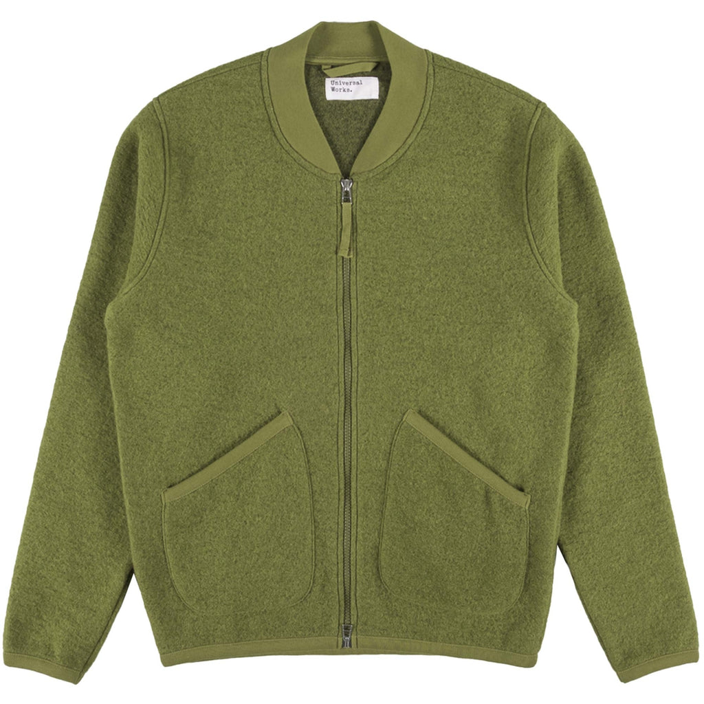 Universal Works Wool Fleece Zip Bomber Jacket - Lovat