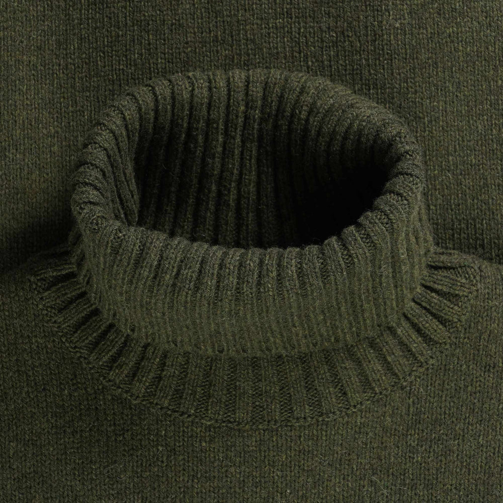 Universal Works Eco Wool Roll Neck Knit - Olive