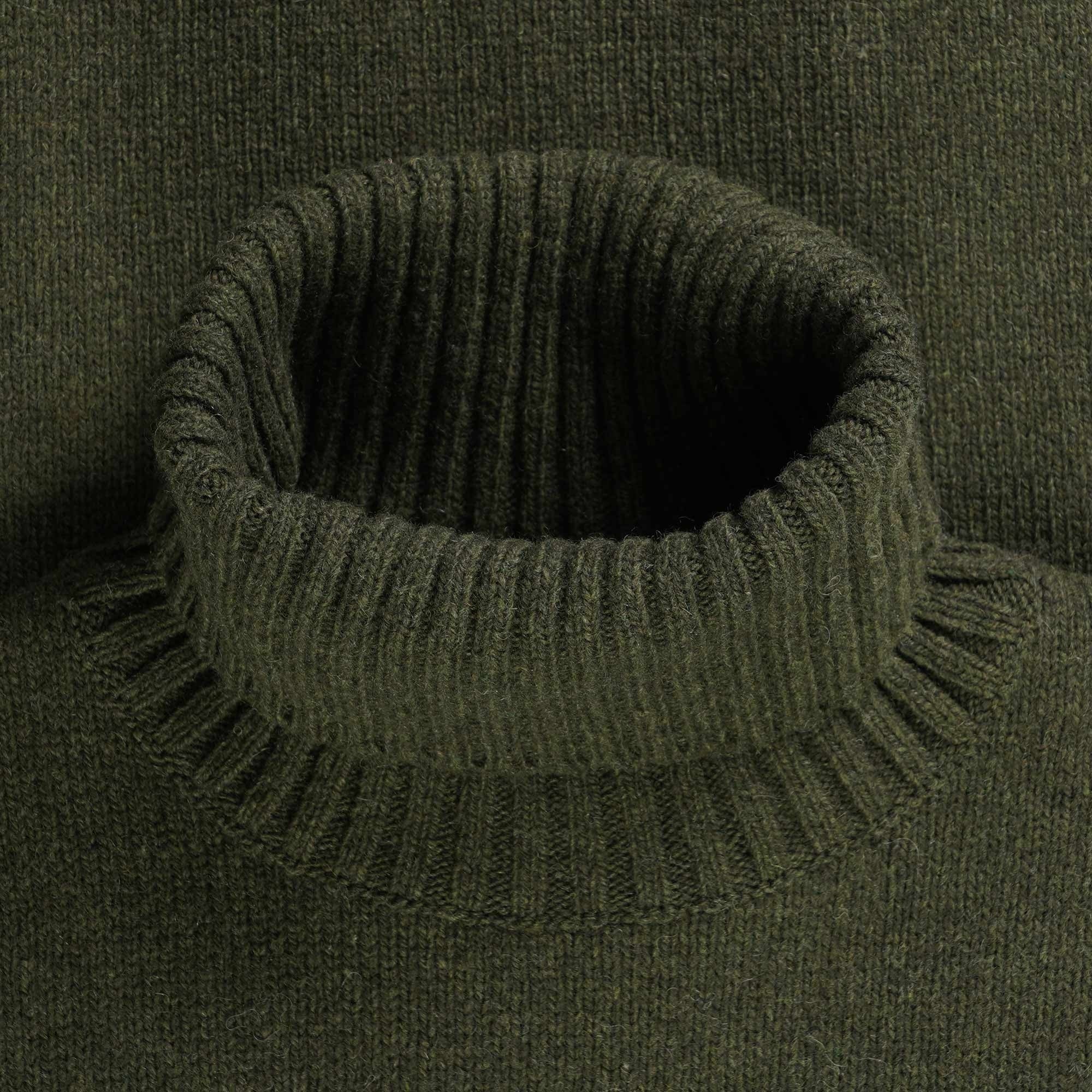 Universal Works Eco Wool Roll Neck Knit - Olive