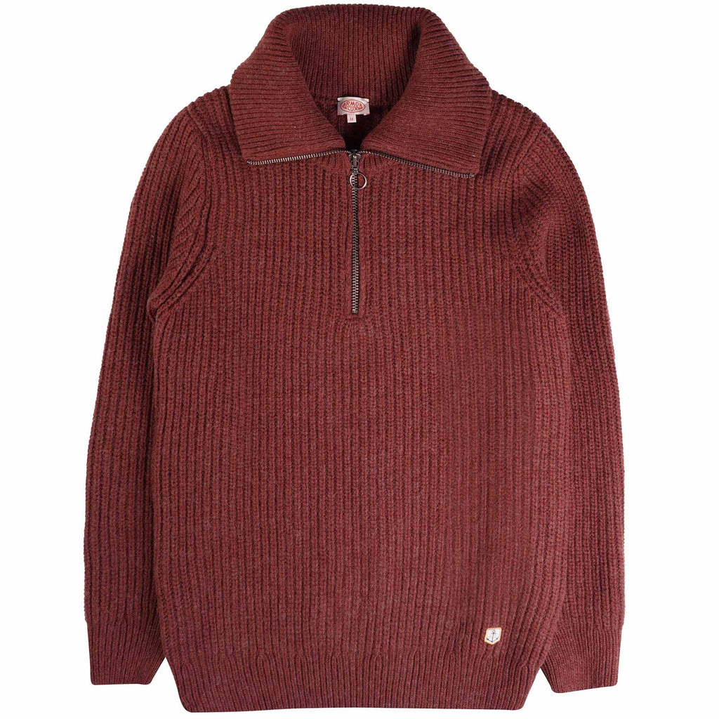 Armor Lux Zip Neck Jumper - Deep Paprika