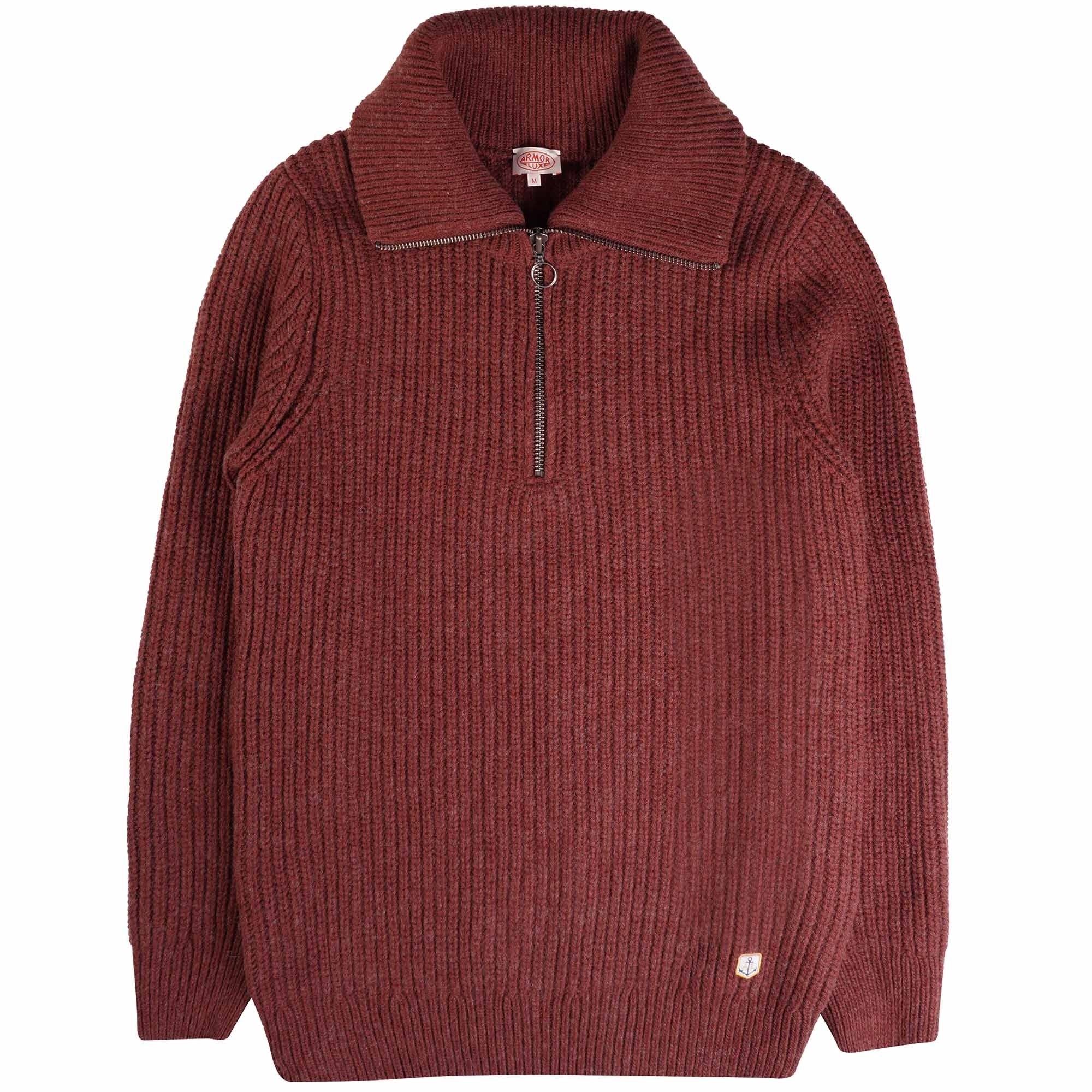 Armor Lux Zip Neck Jumper - Deep Paprika