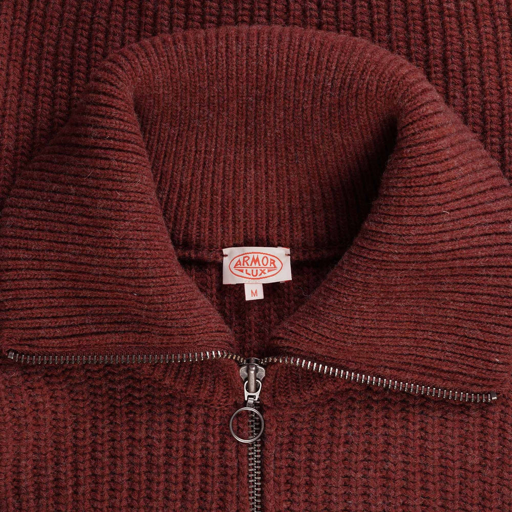 Armor Lux Zip Neck Jumper - Deep Paprika