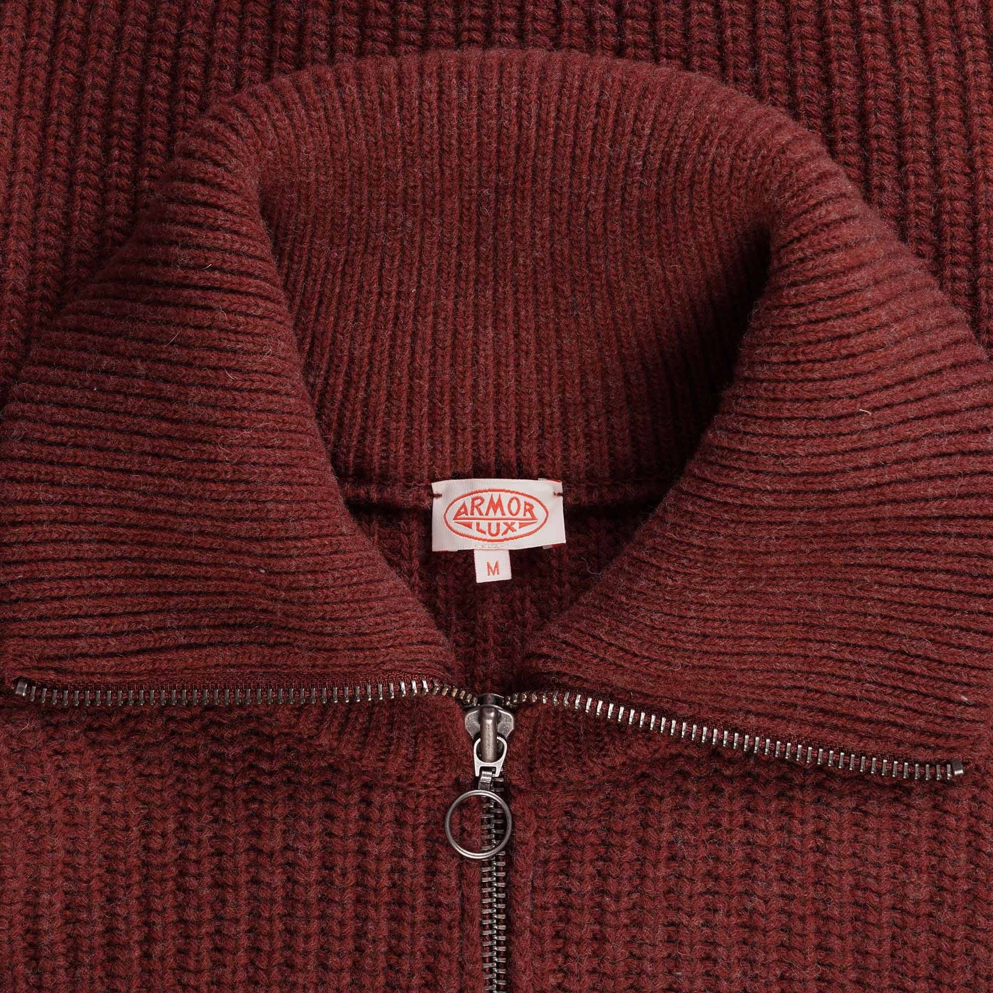 Armor Lux Zip Neck Jumper - Deep Paprika