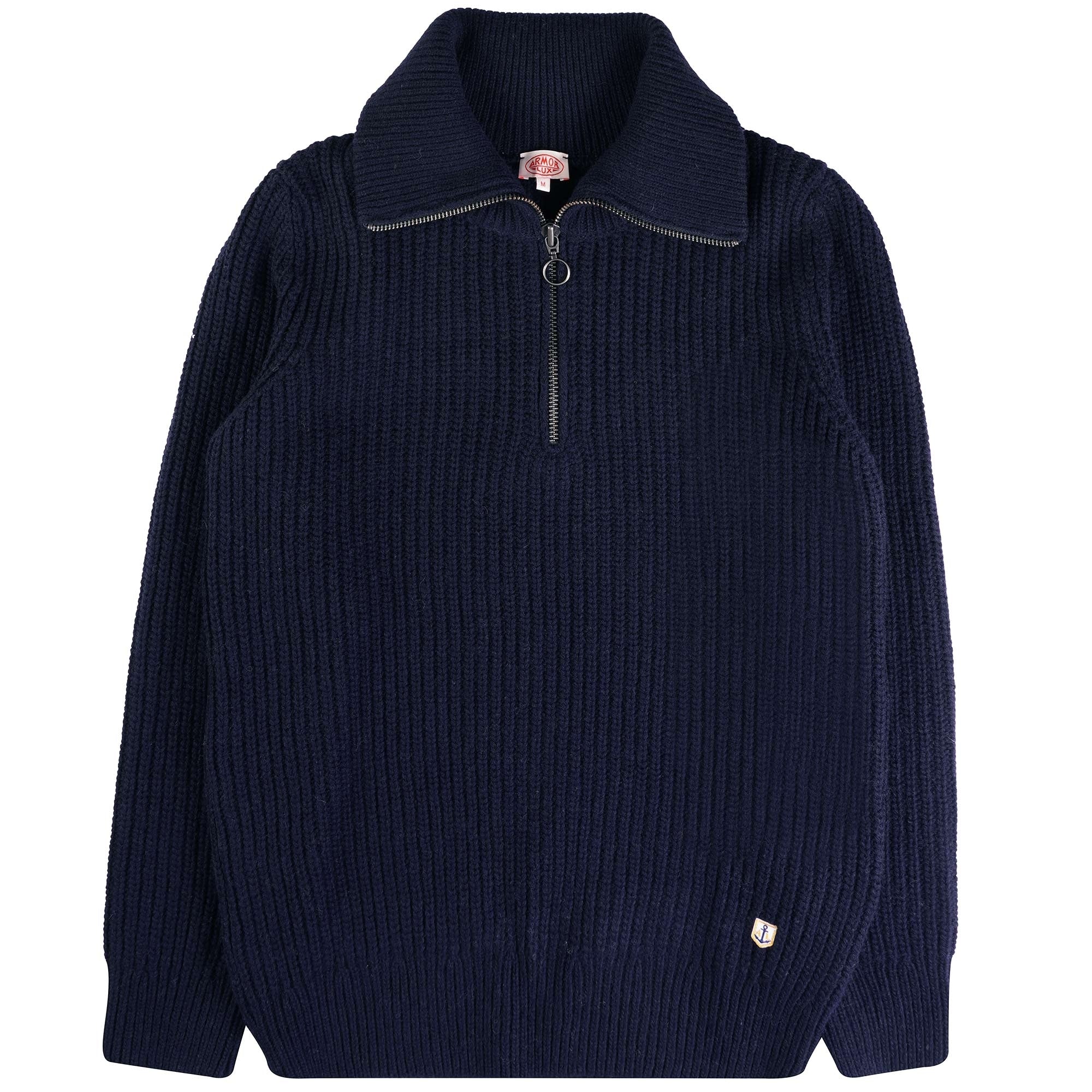 Armor Lux Zip Neck Jumper - Navy