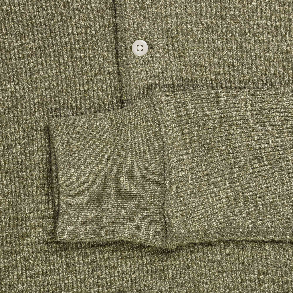 RRL by Ralph Lauren Waffle-Knit Henley Shirt - Green Heather