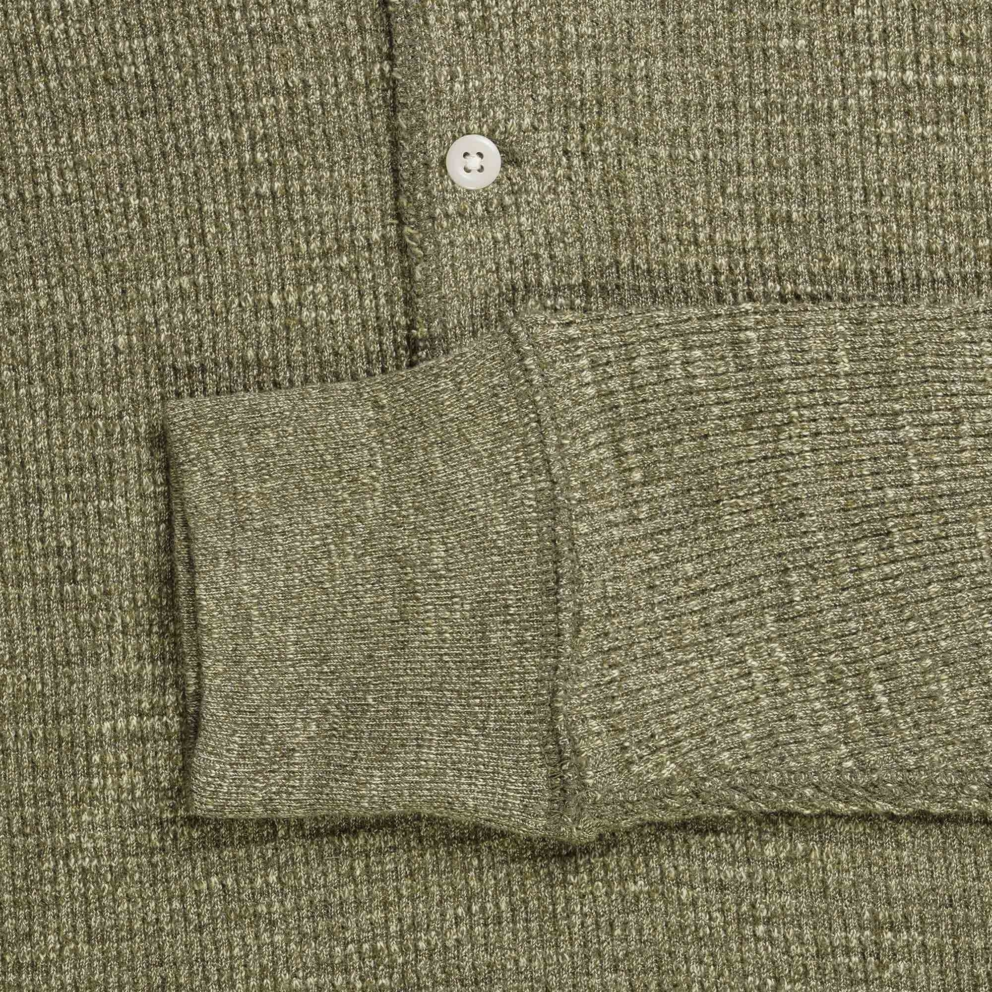 RRL by Ralph Lauren Waffle-Knit Henley Shirt - Green Heather