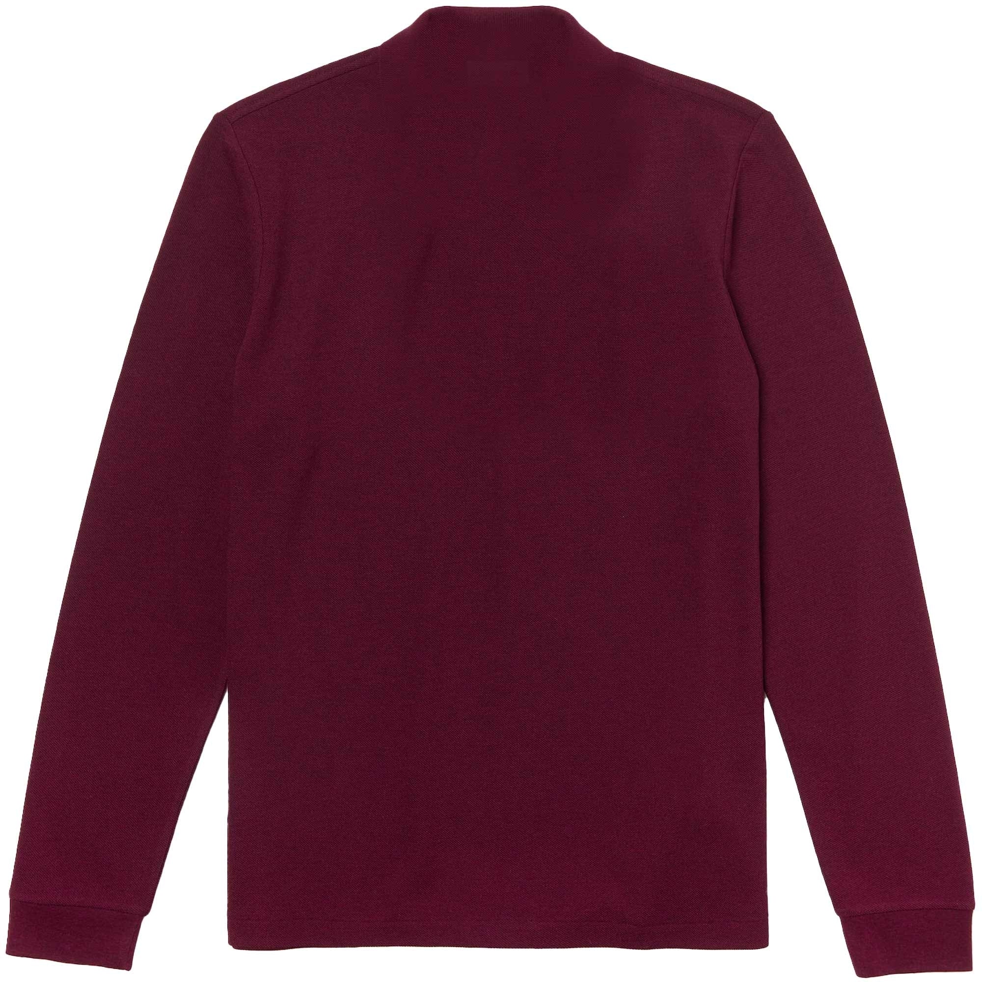 L.12.12 Long Sleeve Heathered Cotton Polo Shirt - Bordeaux