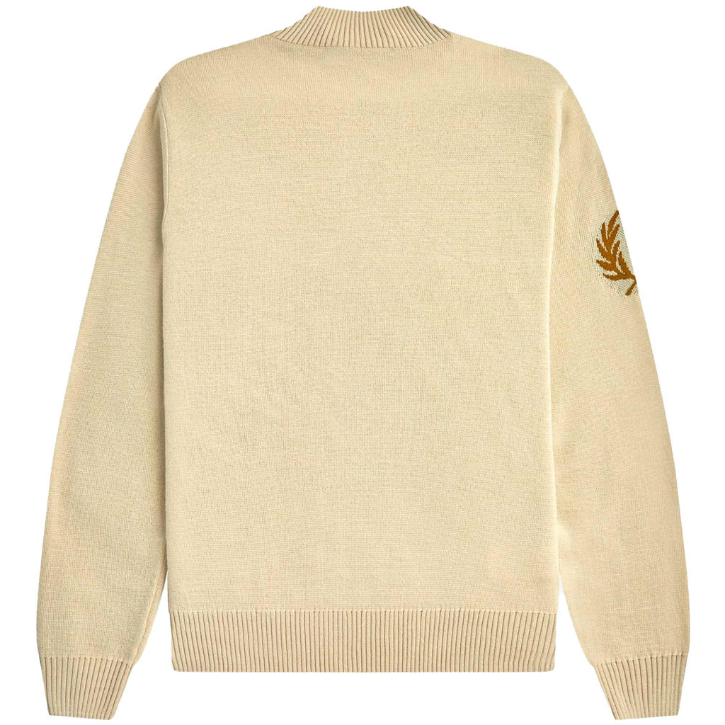 Fred Perry Laurel Wreath Mock Neck Jumper - Oatmeal