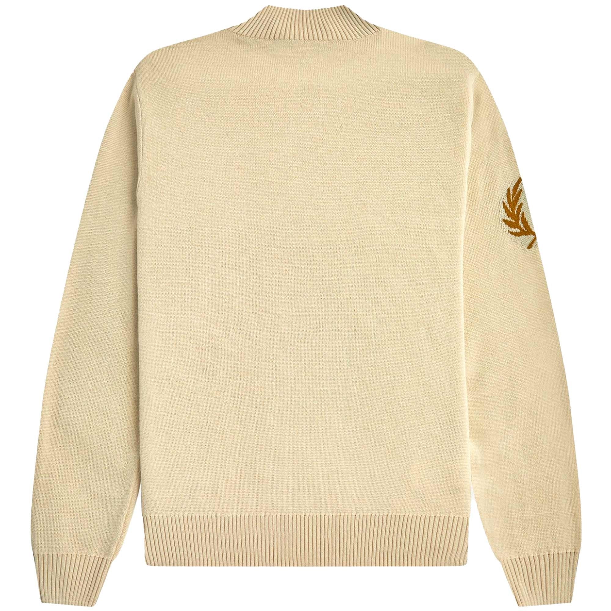 Fred Perry Laurel Wreath Mock Neck Jumper - Oatmeal