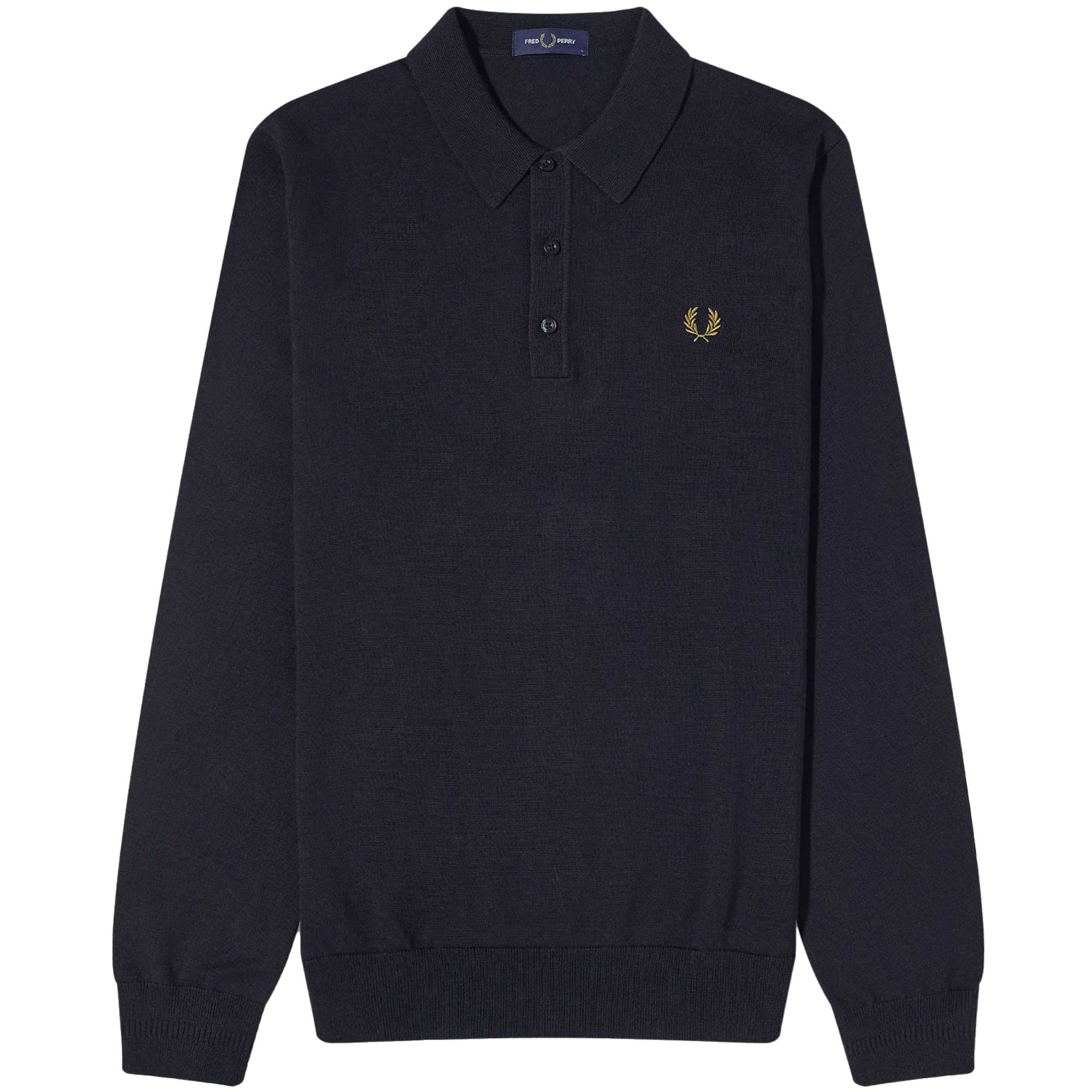 Fred Perry Long Sleeve Knitted Polo Shirt - Navy – Stuarts London