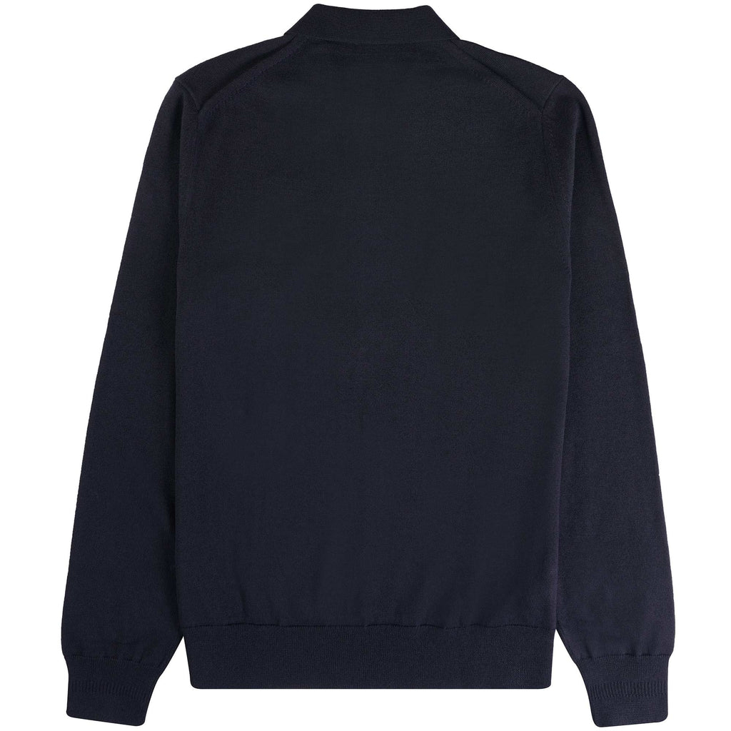 Fred Perry Long Sleeve Knitted Polo Shirt - Navy