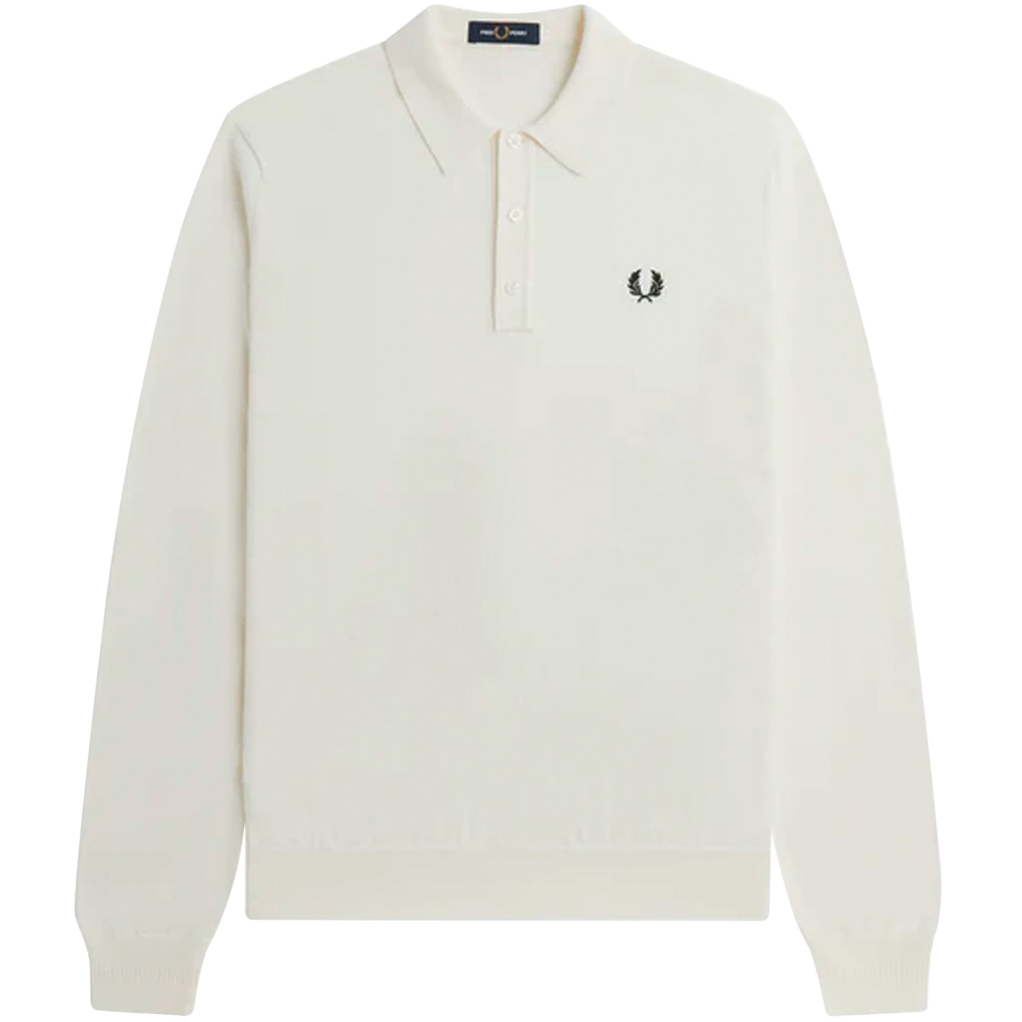 Fred Perry Long Sleeve Knitted Polo Shirt - Ecru