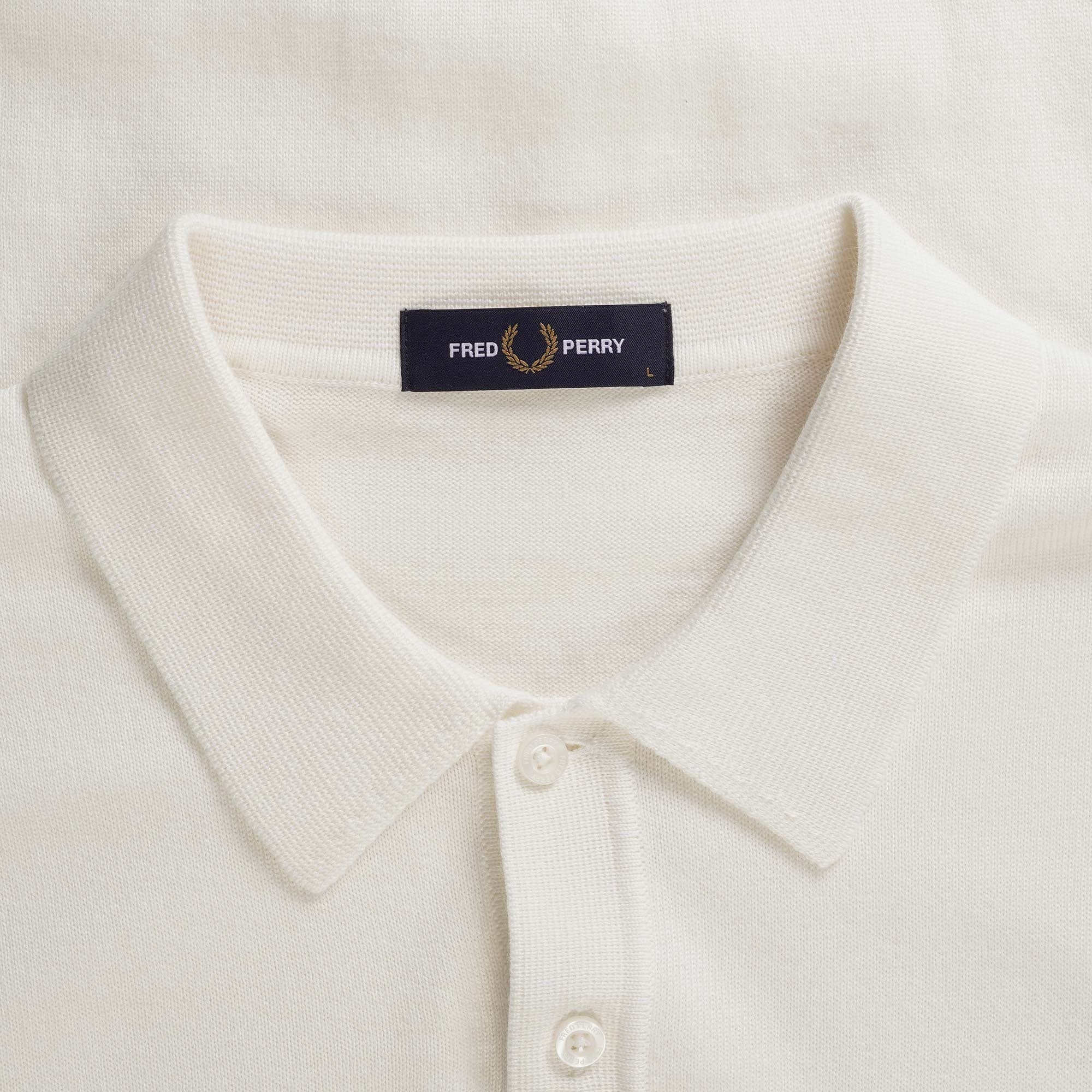 Fred Perry Long Sleeve Knitted Polo Shirt - Ecru