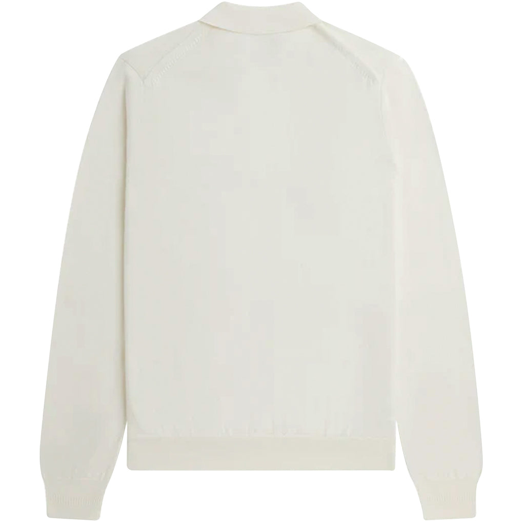 Fred Perry Long Sleeve Knitted Polo Shirt - Ecru