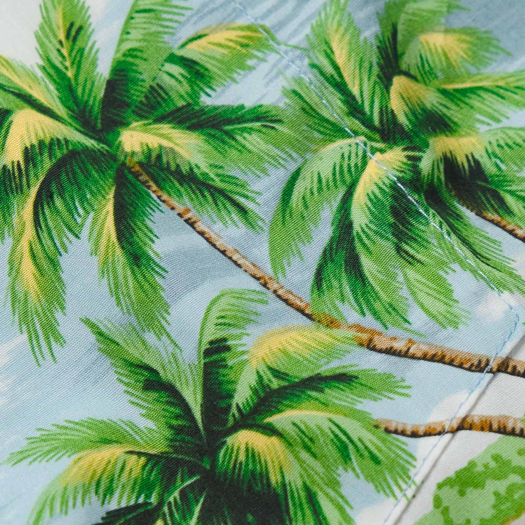 Convertible-Collar Printed Cotton Shirt - Fiji Powder