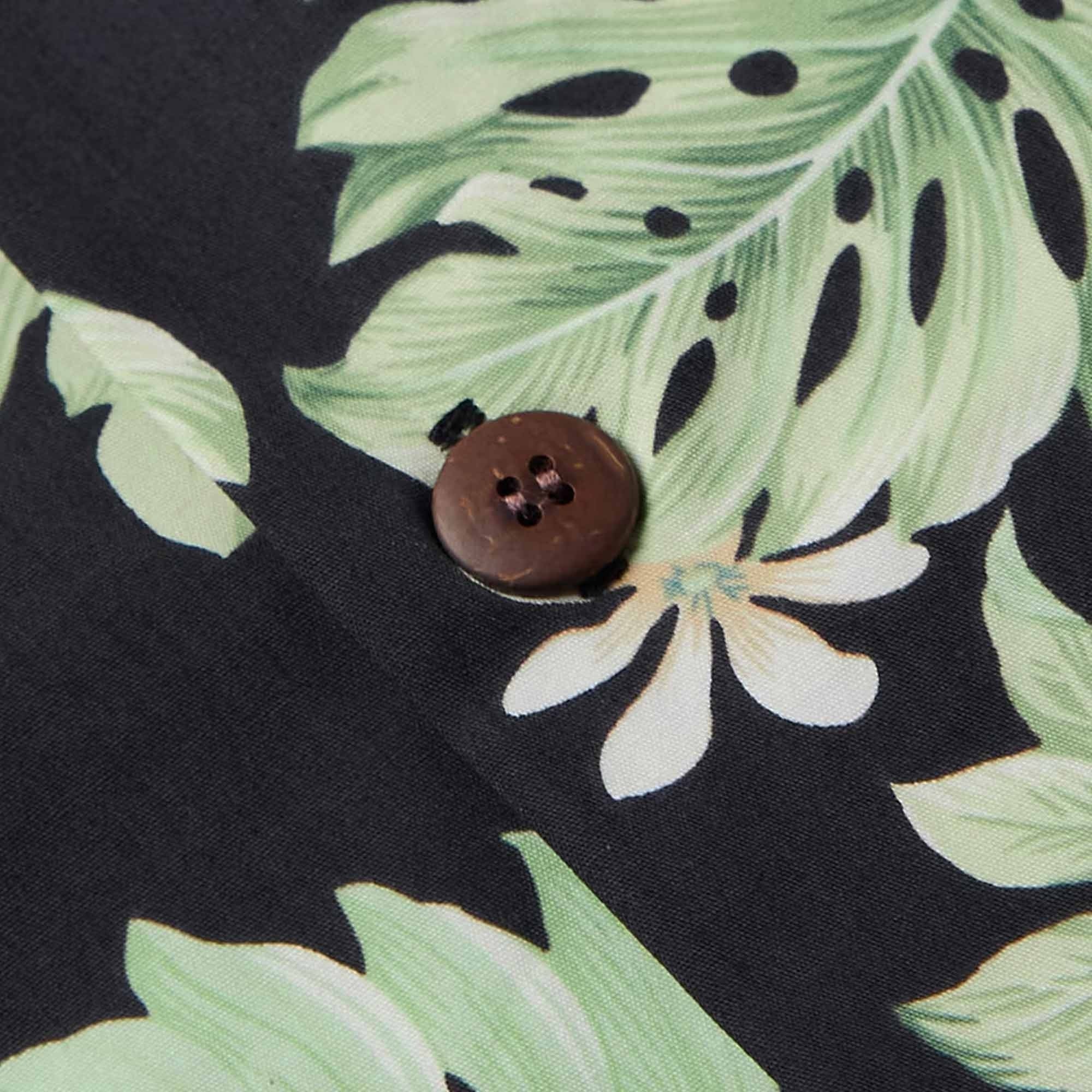 Convertible-Collar Printed Cotton Shirt - Tiare Black