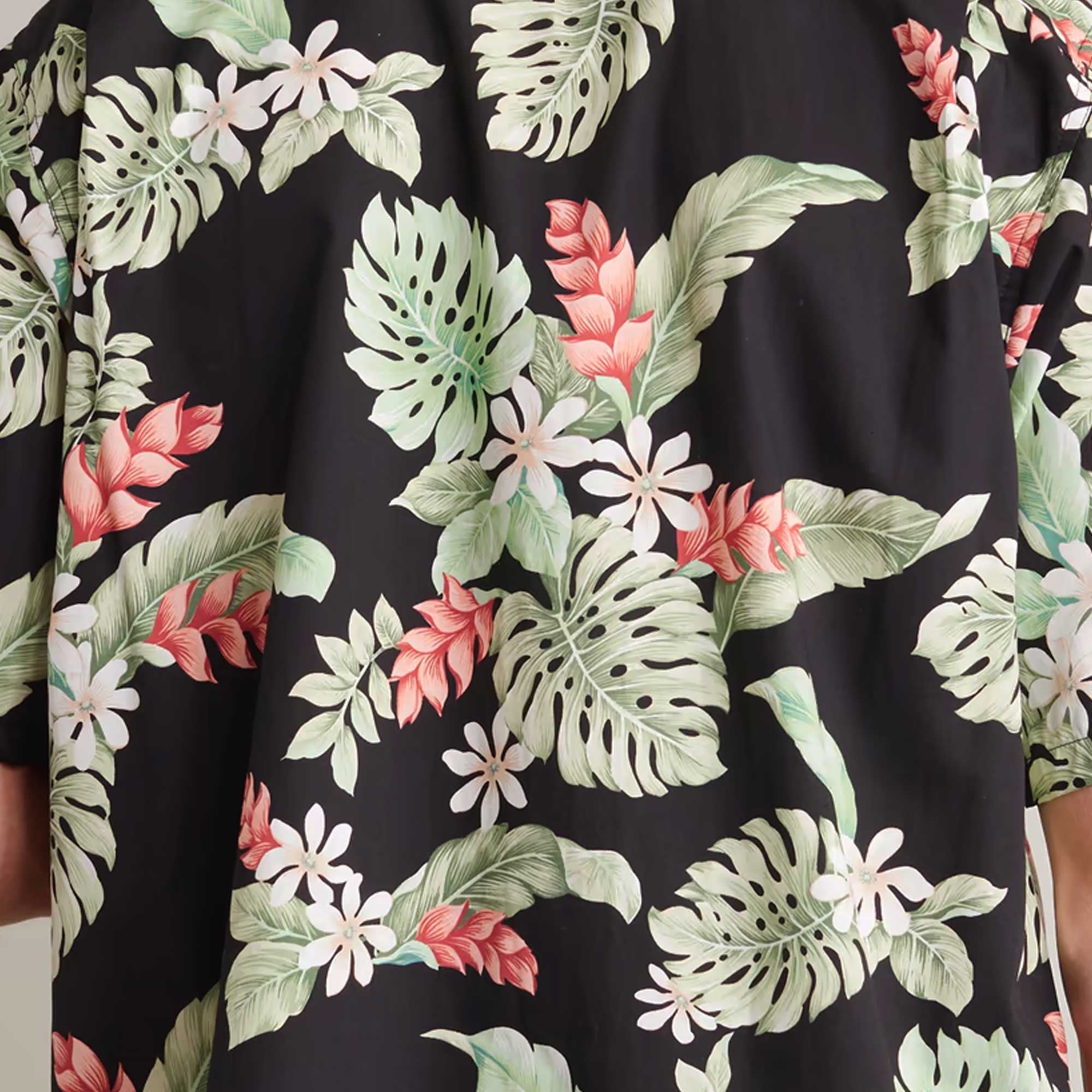 Convertible-Collar Printed Cotton Shirt - Tiare Black