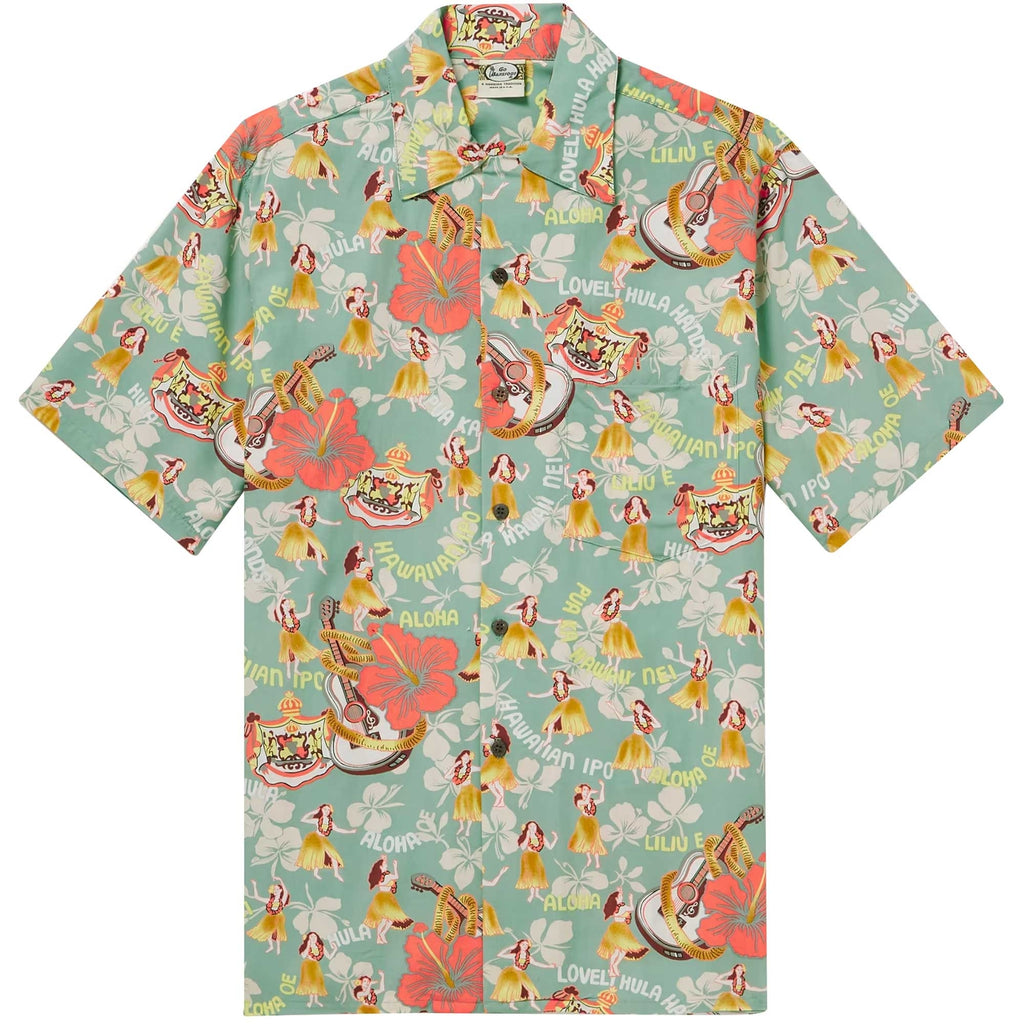 Convertible-Collar Printed Cotton Shirt - Hula Royal