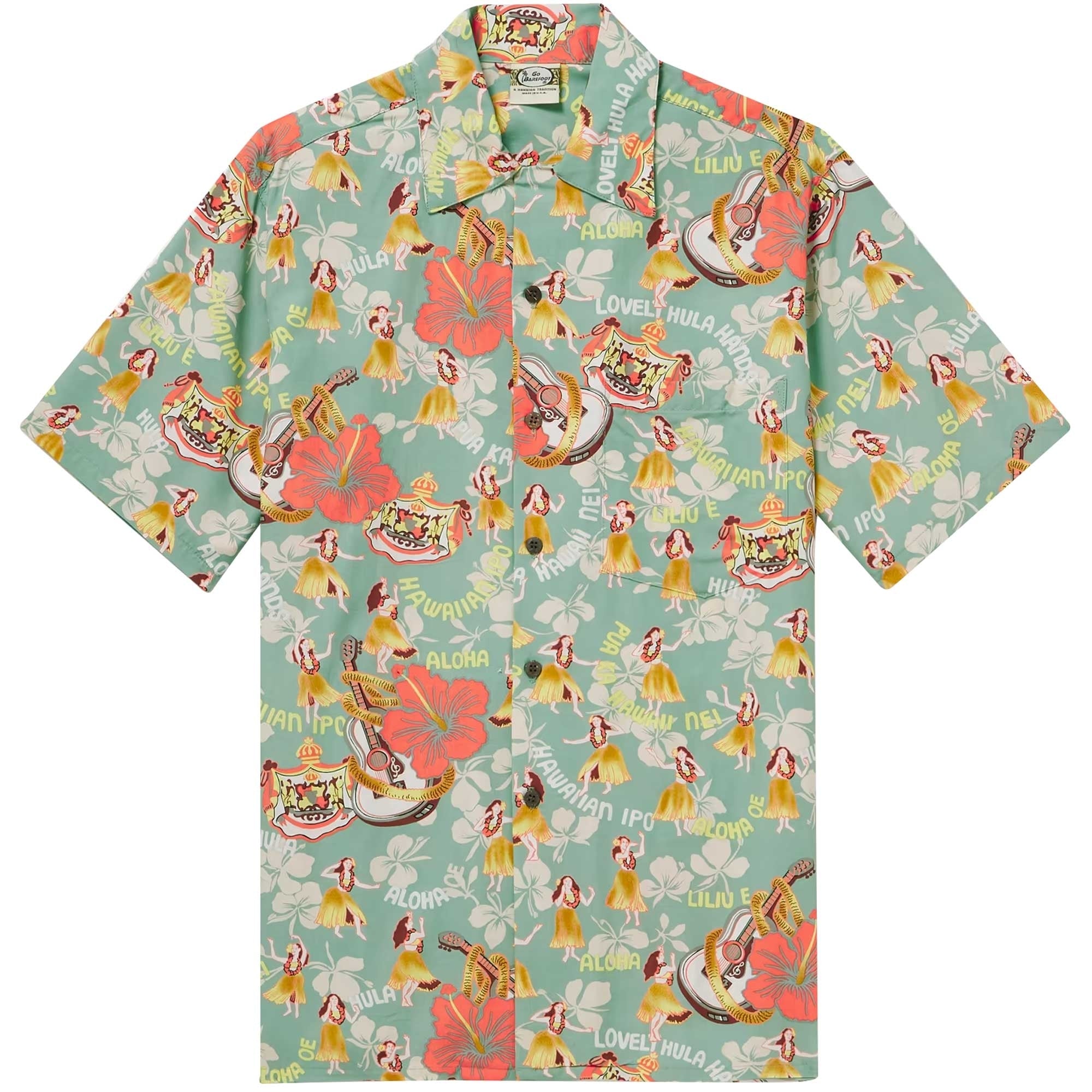 Convertible-Collar Printed Cotton Shirt - Hula Royal