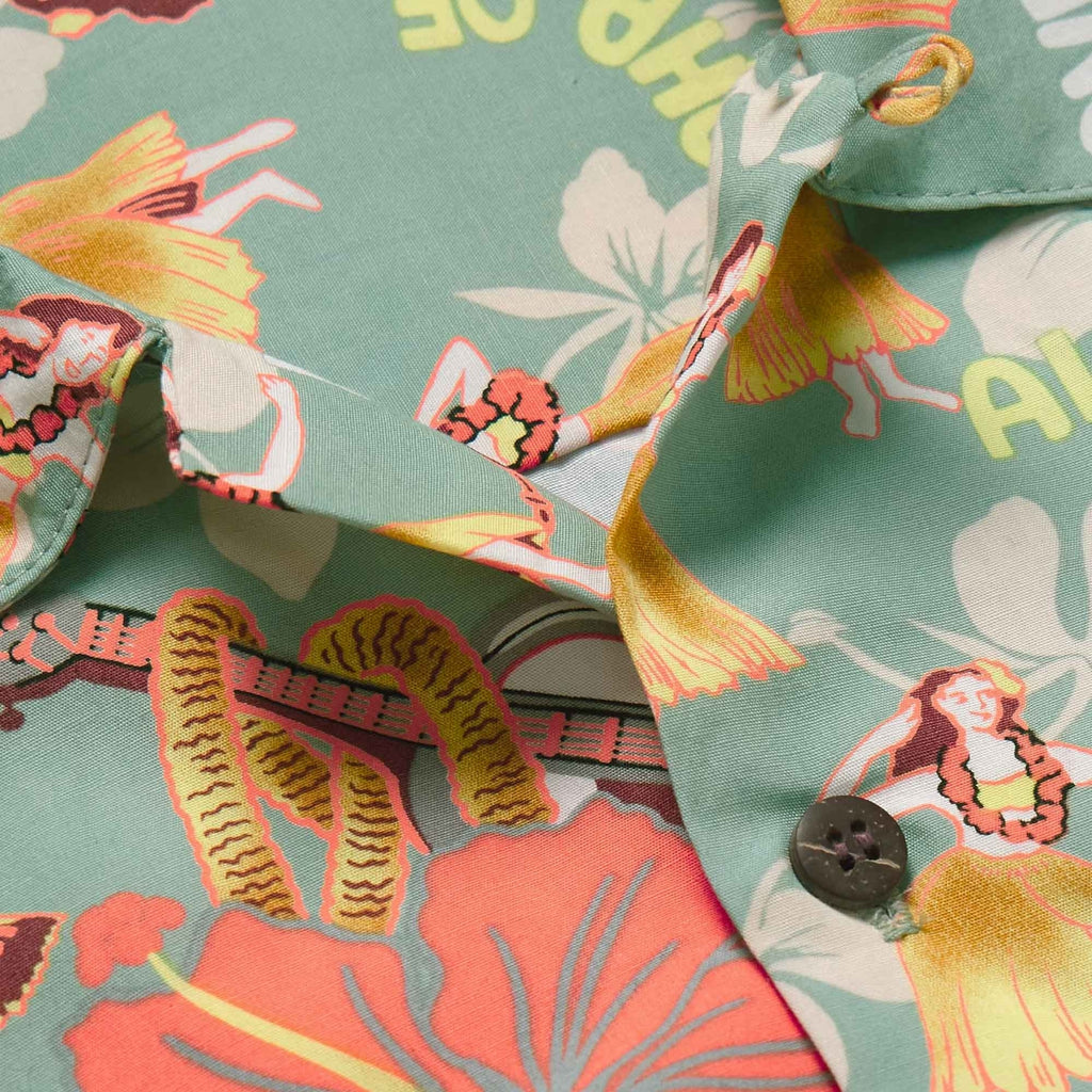 Convertible-Collar Printed Cotton Shirt - Hula Royal