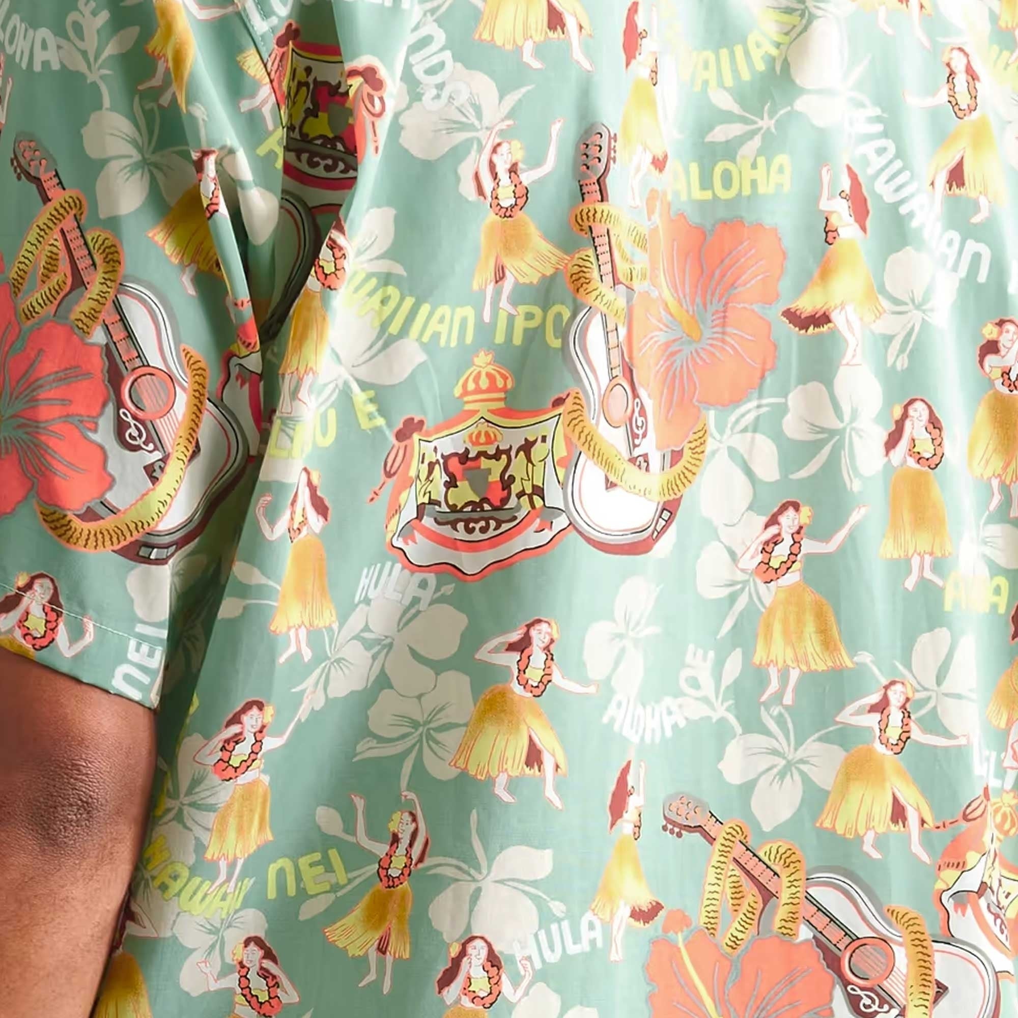 Convertible-Collar Printed Cotton Shirt - Hula Royal