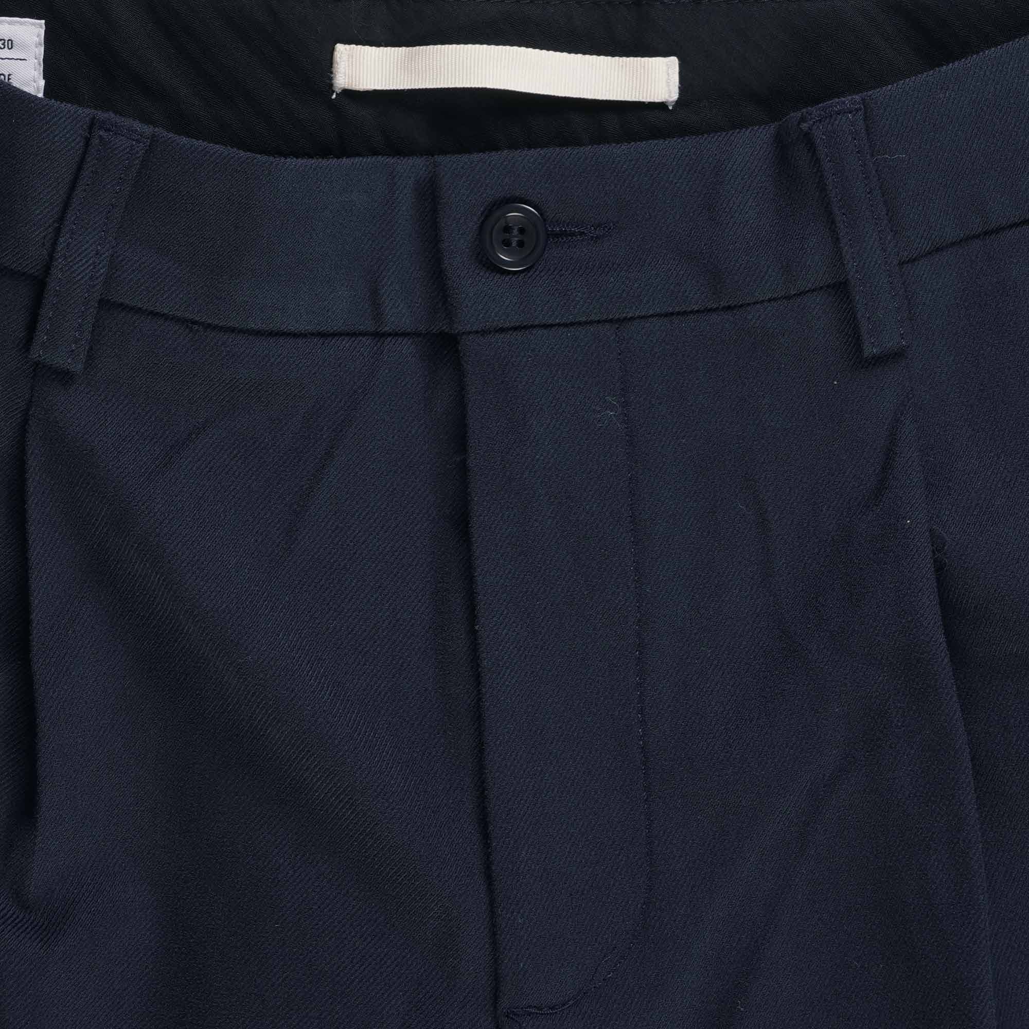 Norse Projects Benn Relaxed Pleated Trousers - Dark Navy