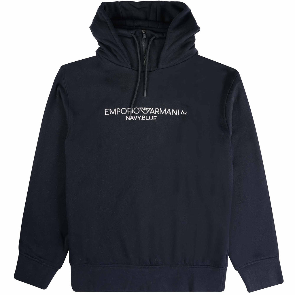 Emporio Armani Zip Neck Hoodie - Blu Navy