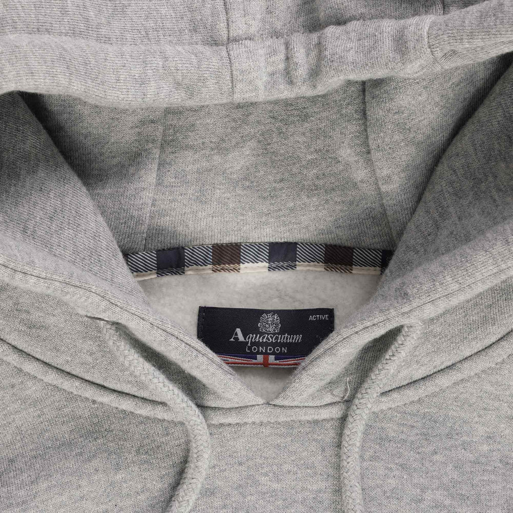 Aquascutum Small Logo Hoodie - Grey Mel