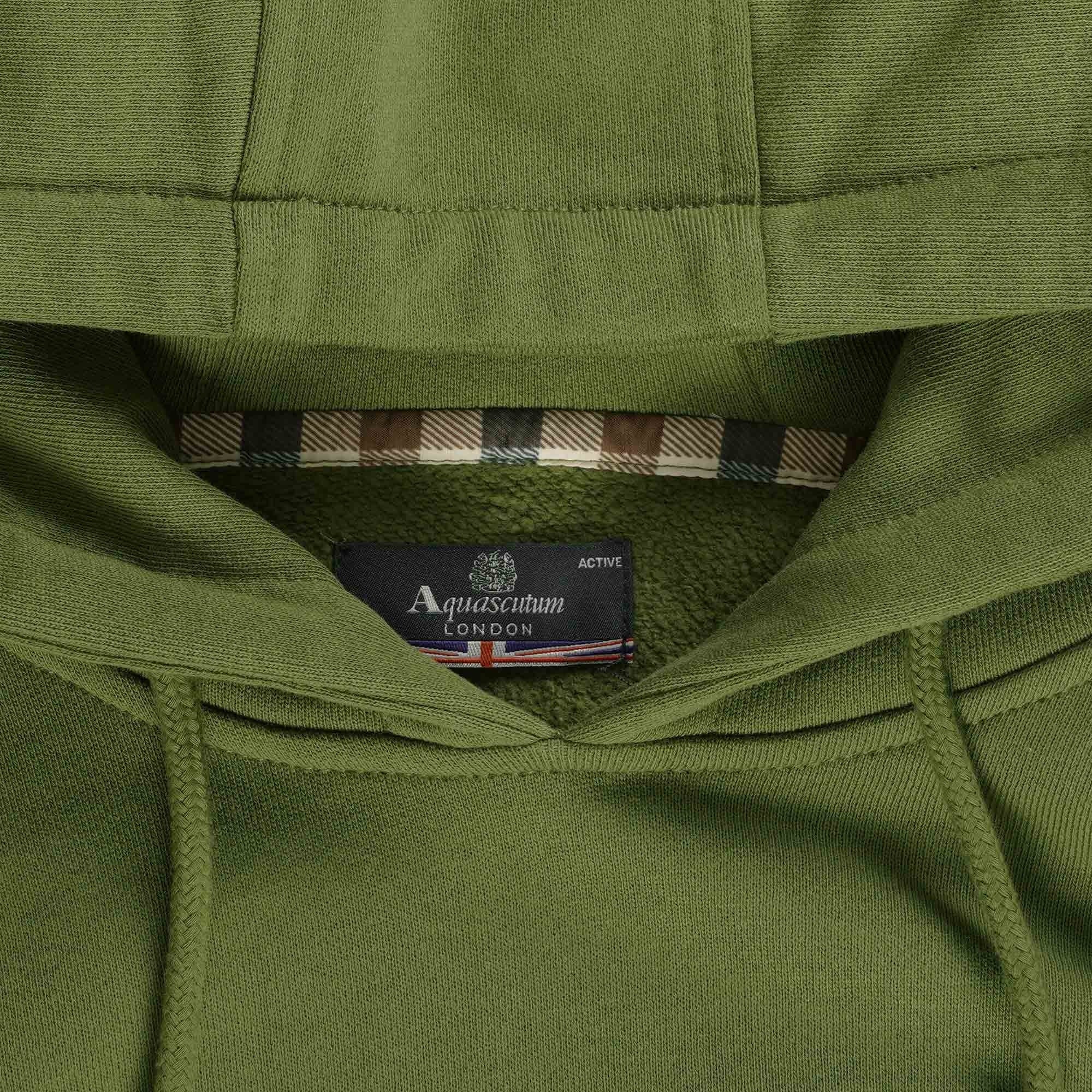 Aquascutum Large Logo Hoodie - Army Green