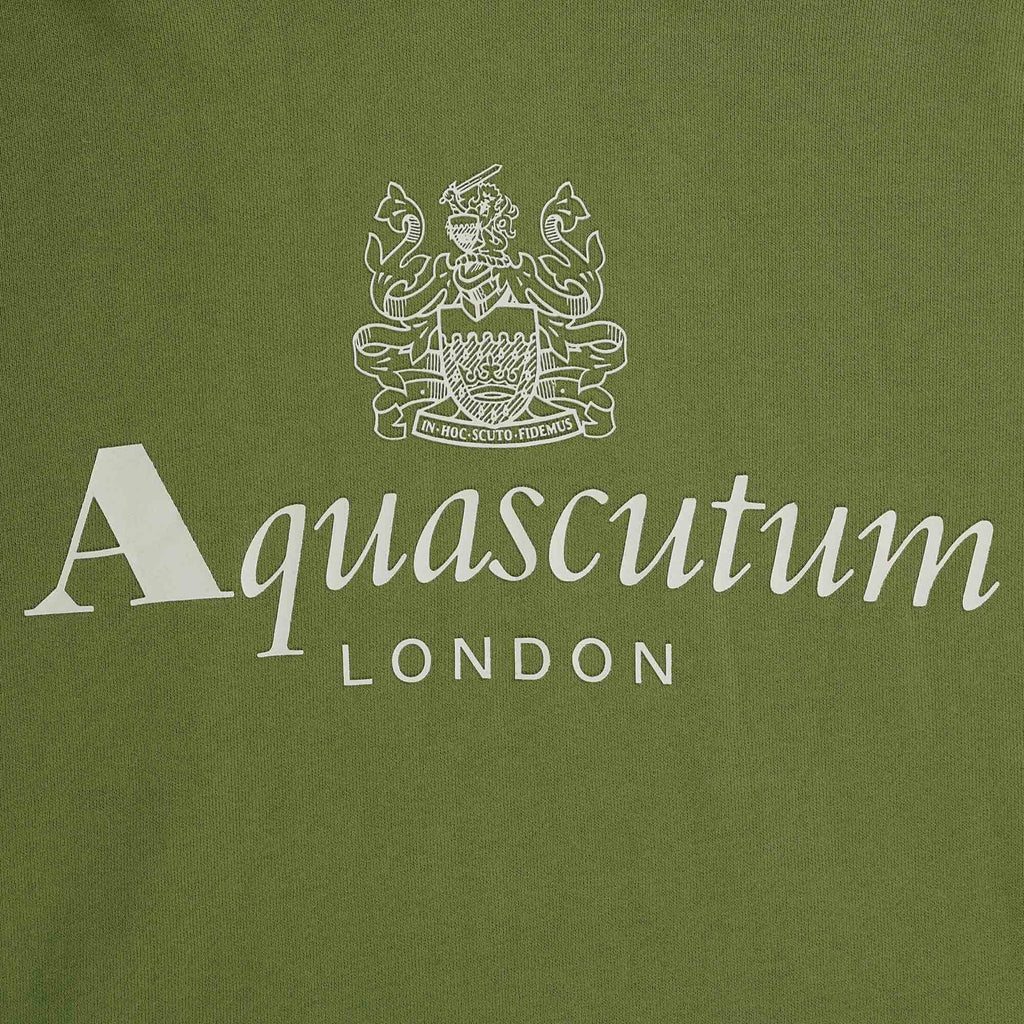 Aquascutum Large Logo Hoodie - Army Green