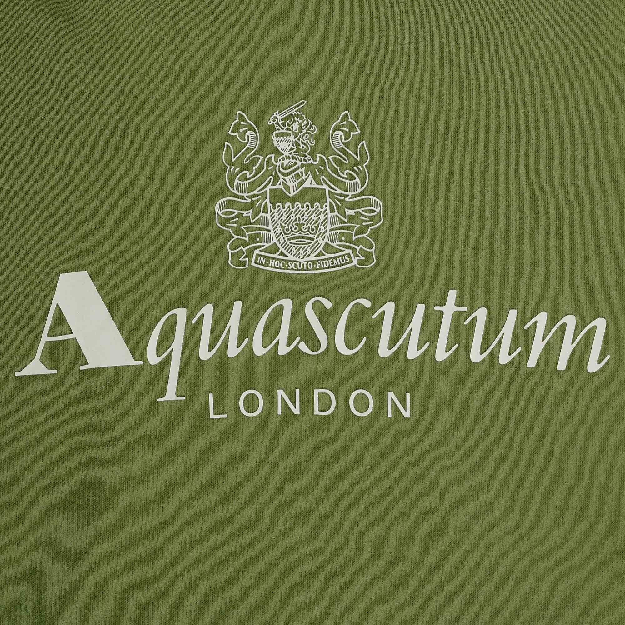 Aquascutum Large Logo Hoodie - Army Green