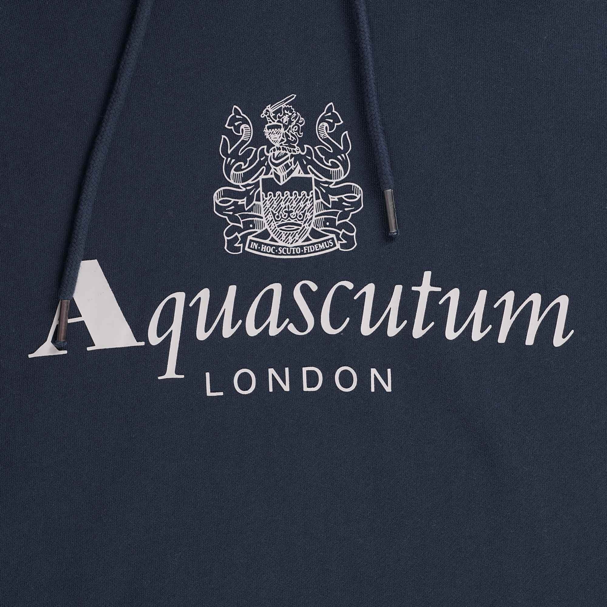 Aquascutum Large Logo Hoodie - Navy