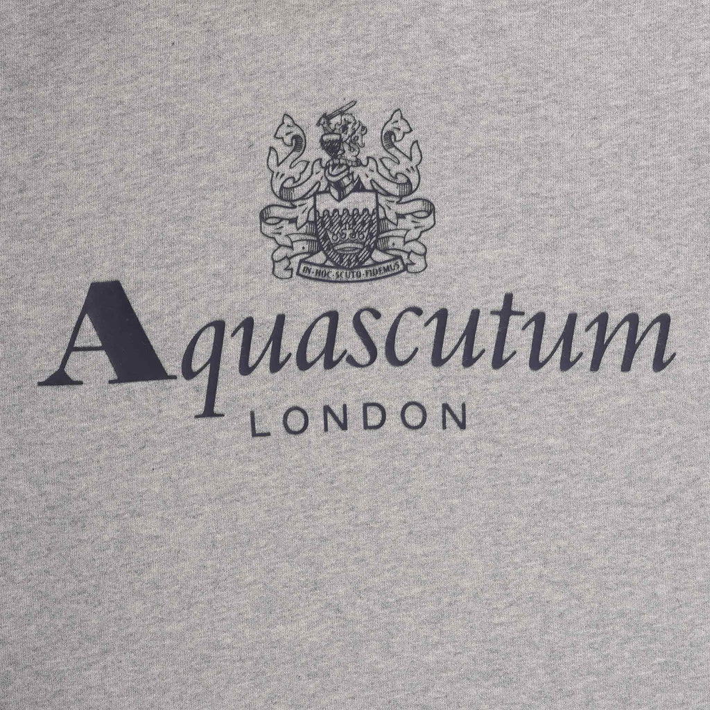 Aquascutum Large Logo Hoodie - Grey Mel