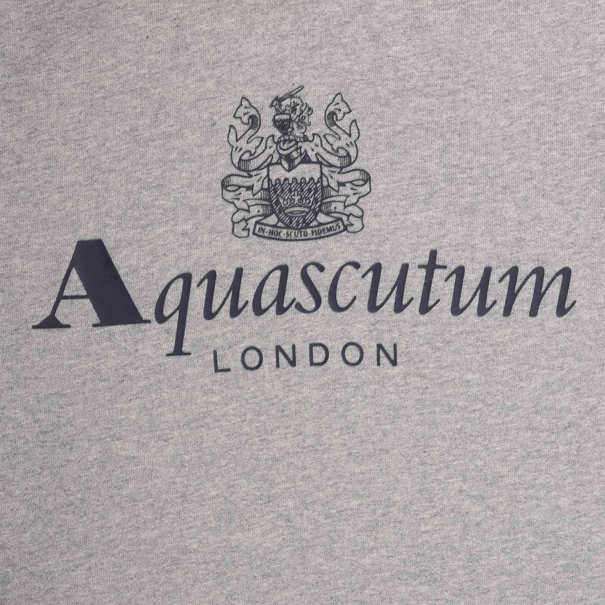 Aquascutum Large Logo Hoodie - Grey Mel