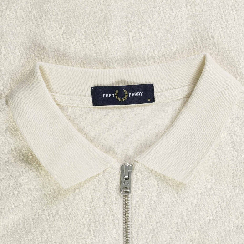 Fred Perry Textured Zip Neck Polo Shirt - Ecru