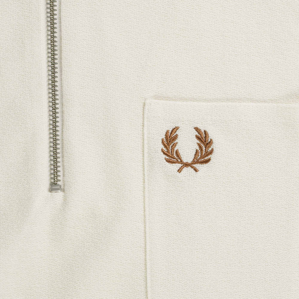 Fred Perry Textured Zip Neck Polo Shirt - Ecru